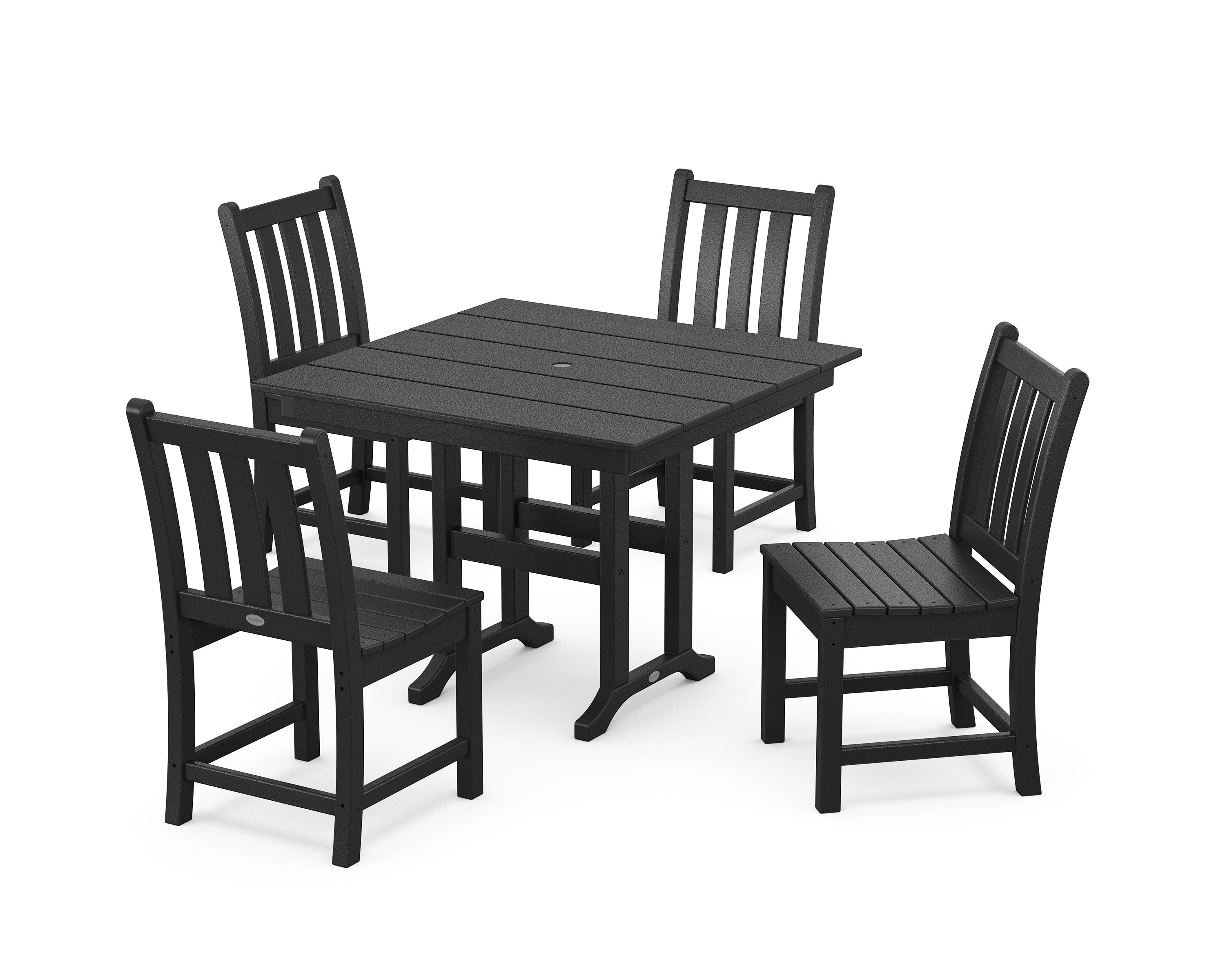 Traditional Garden Side Chair 5-Piece Farmhouse Dining Set in Black