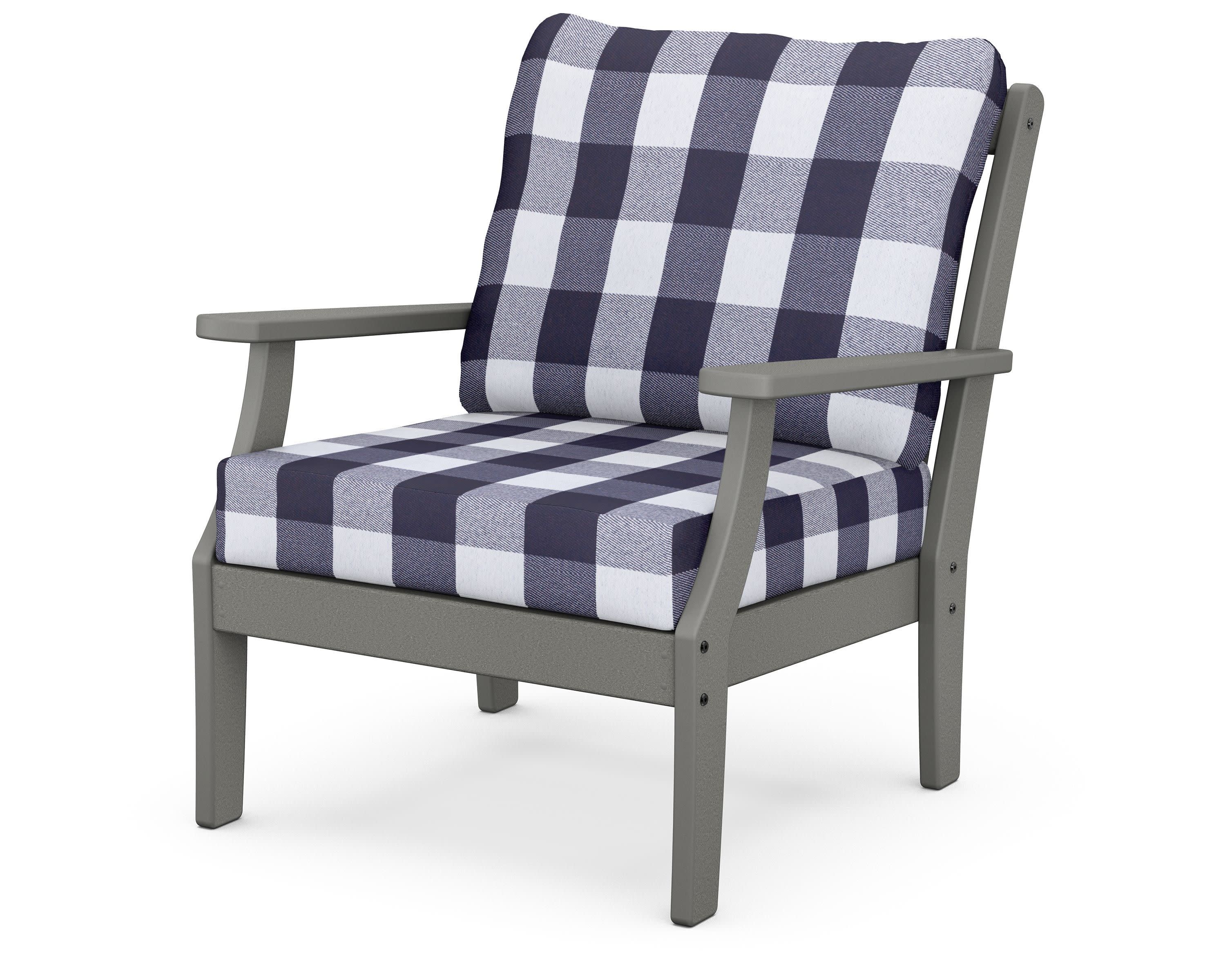 Braxton Deep Seating Chair in Slate Grey / Buffalo Plaid Navy