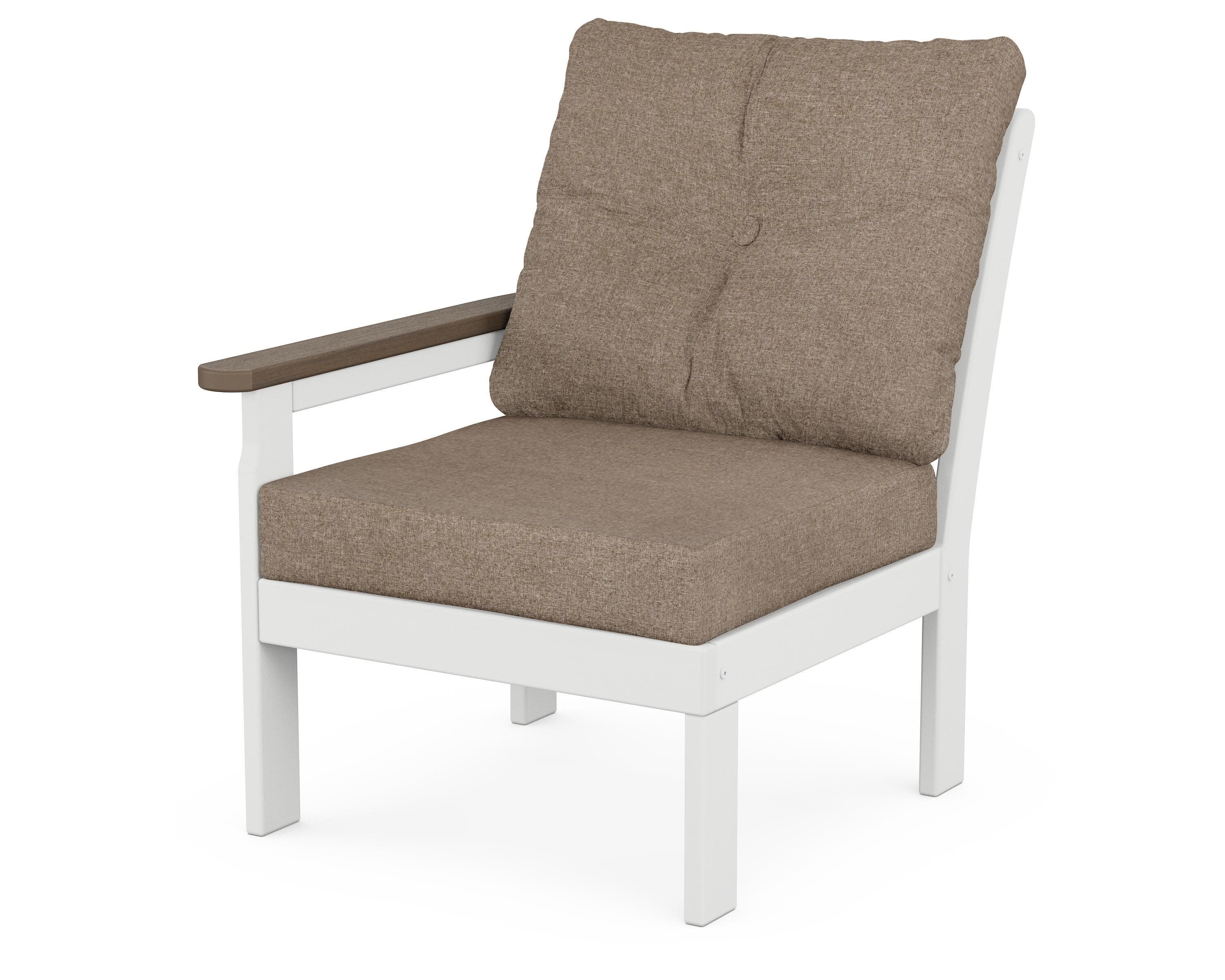 Vineyard Modular Left Arm Chair in White / Kona / Spiced Burlap