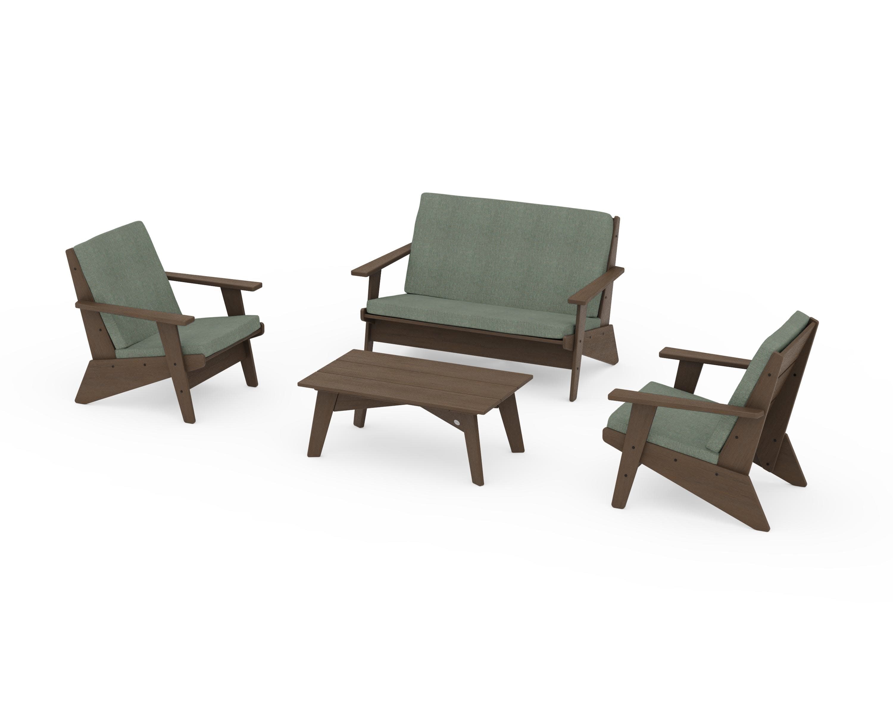 Riviera Modern Lounge 4-Piece Set in Kona / Cast Sage