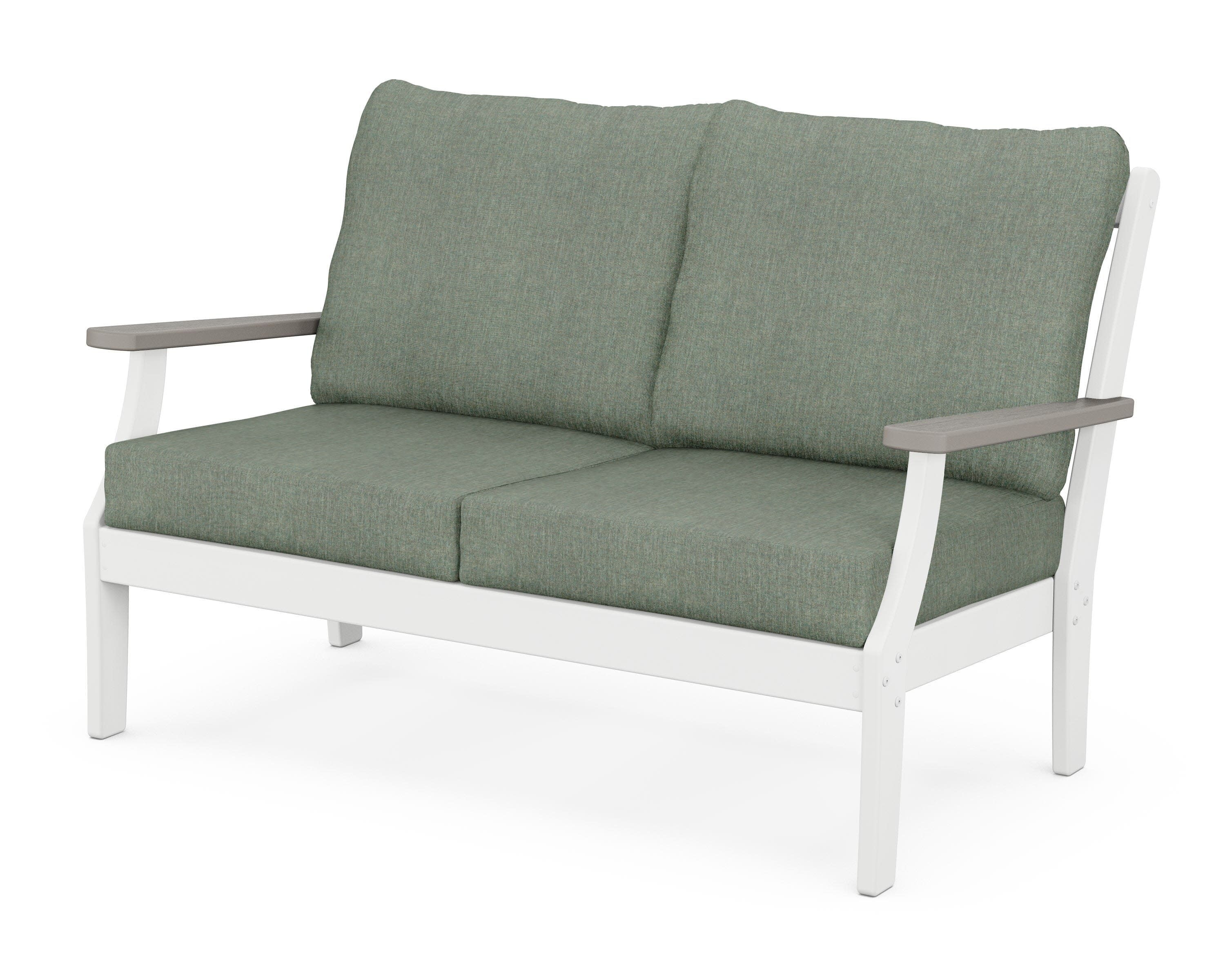 Braxton Deep Seating Loveseat in White / Driftwood / Cast Sage