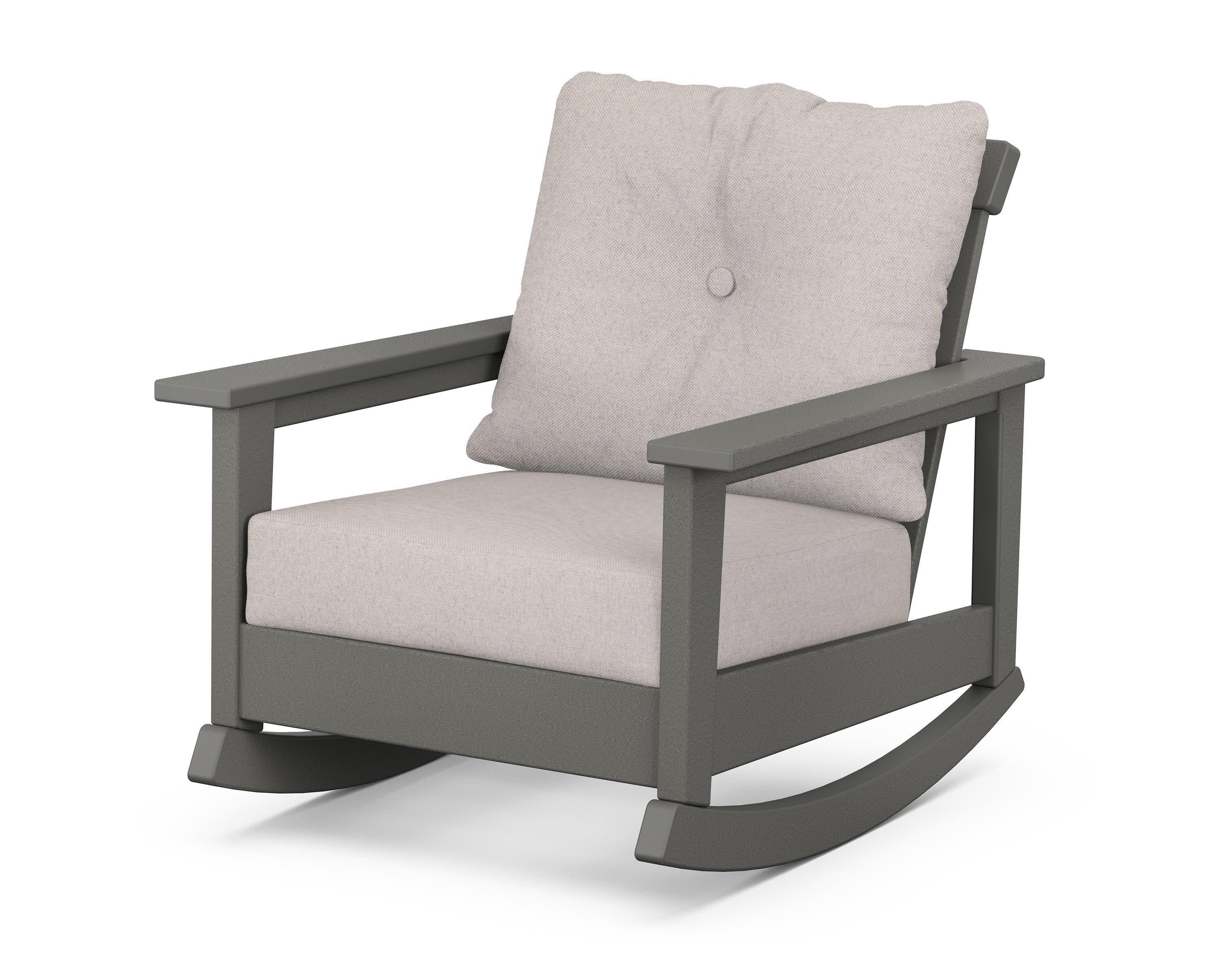Prescott Deep Seating Rocking Chair in Slate Grey / Dune Burlap