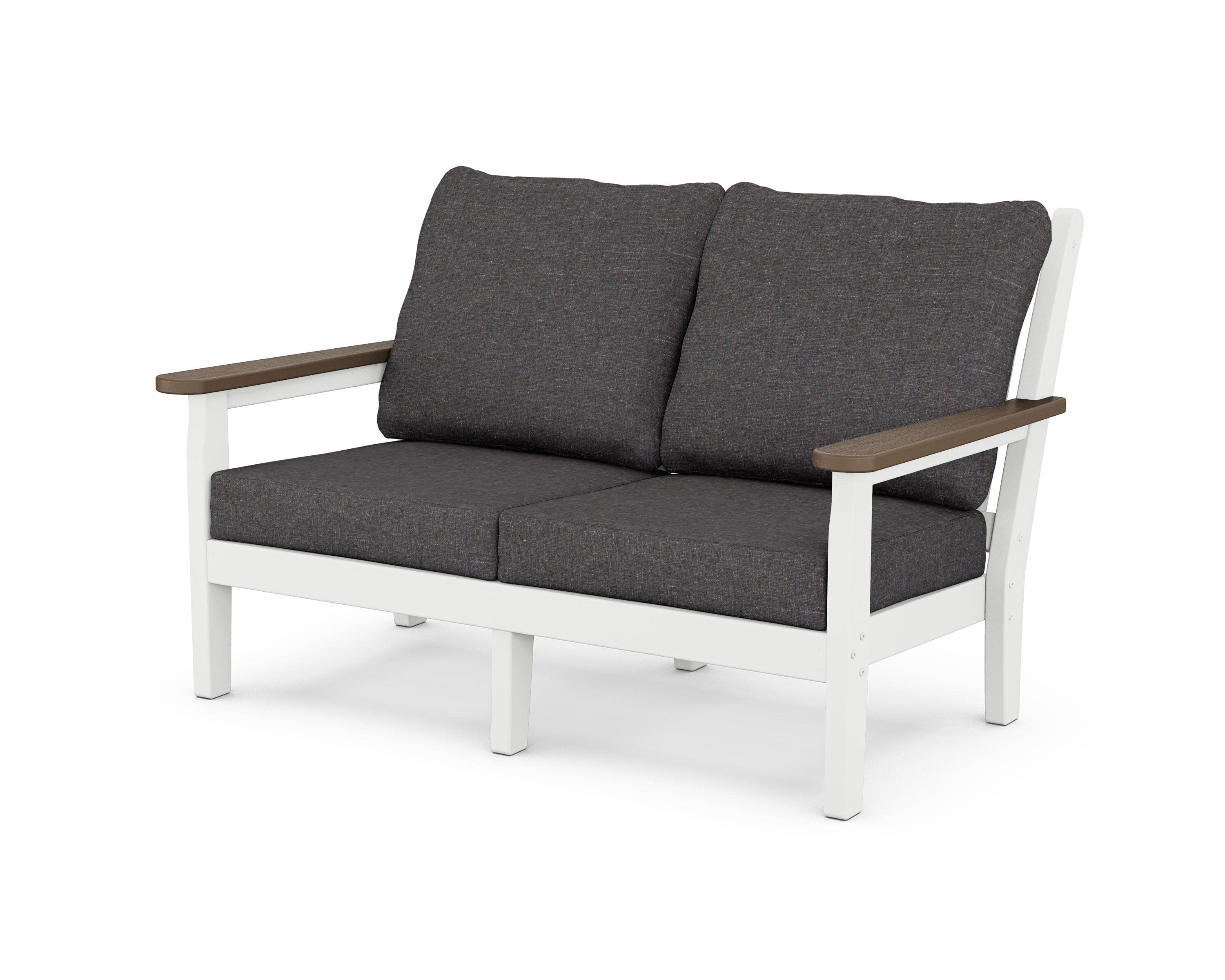 Chippendale Deep Seating Loveseat in White / Kona / Ash Charcoal
