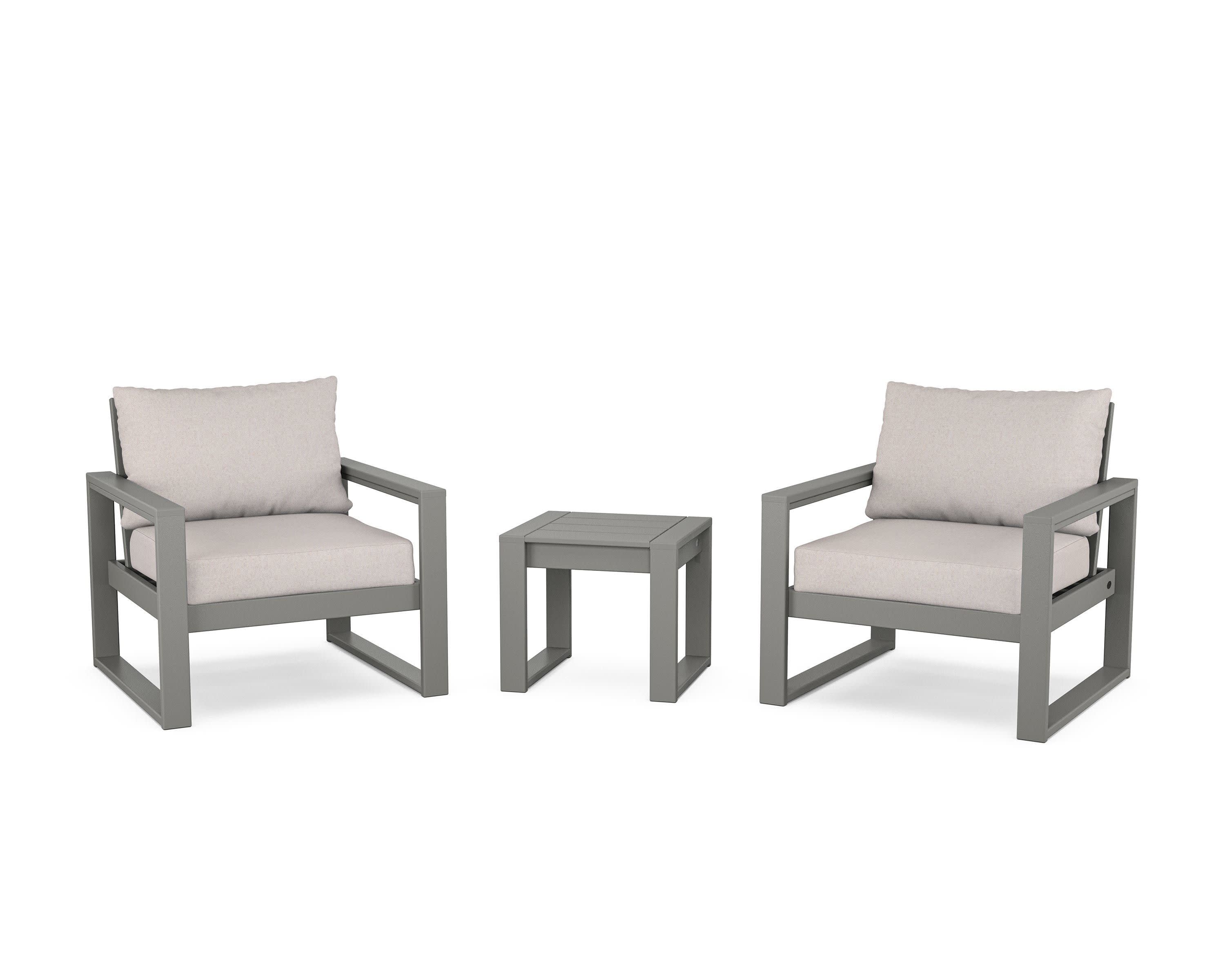 EDGE Sectional 3-Piece Deep Seating Set in Slate Grey / Dune Burlap