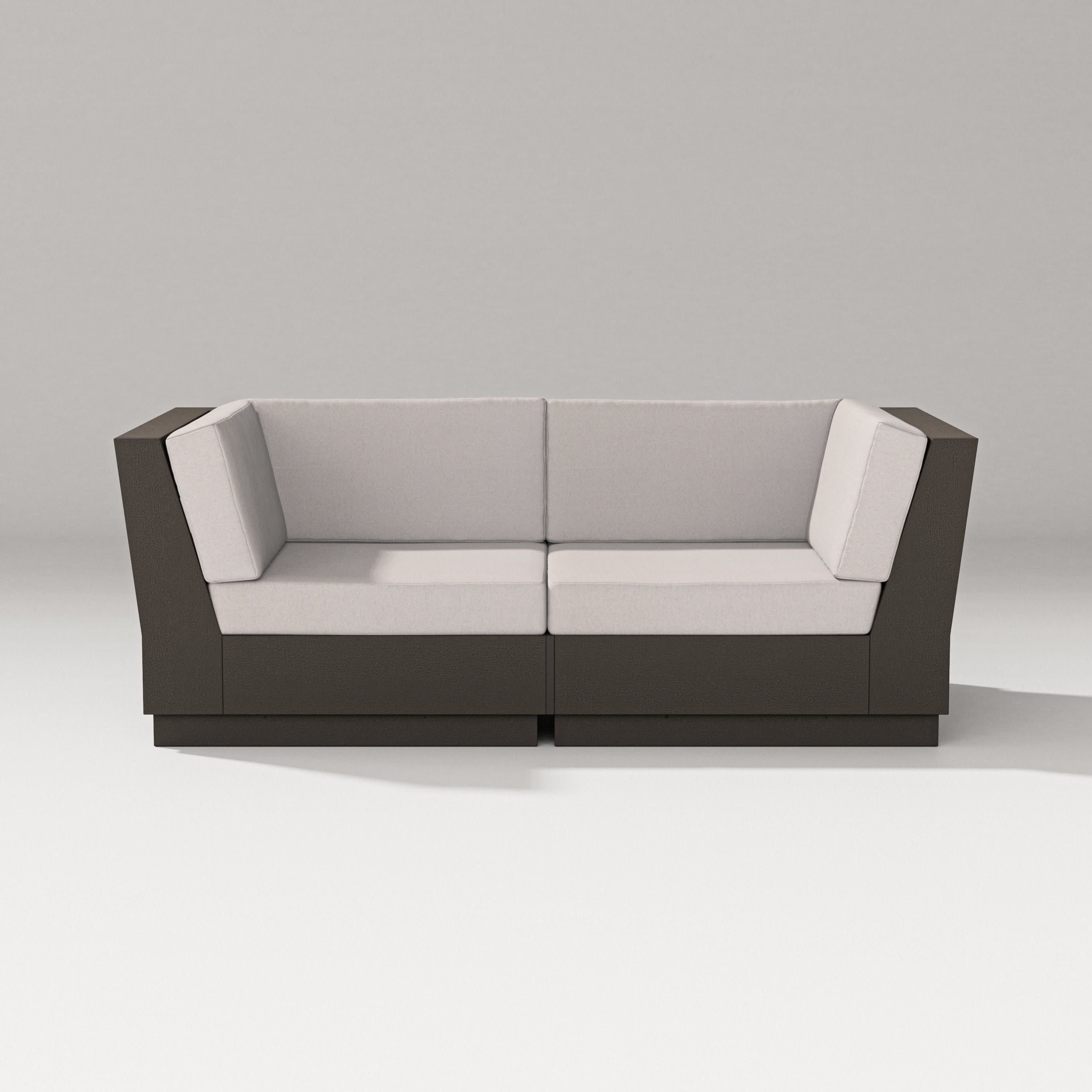 Elevate Loveseat Sectional in Vintage Coffee / Dune Burlap