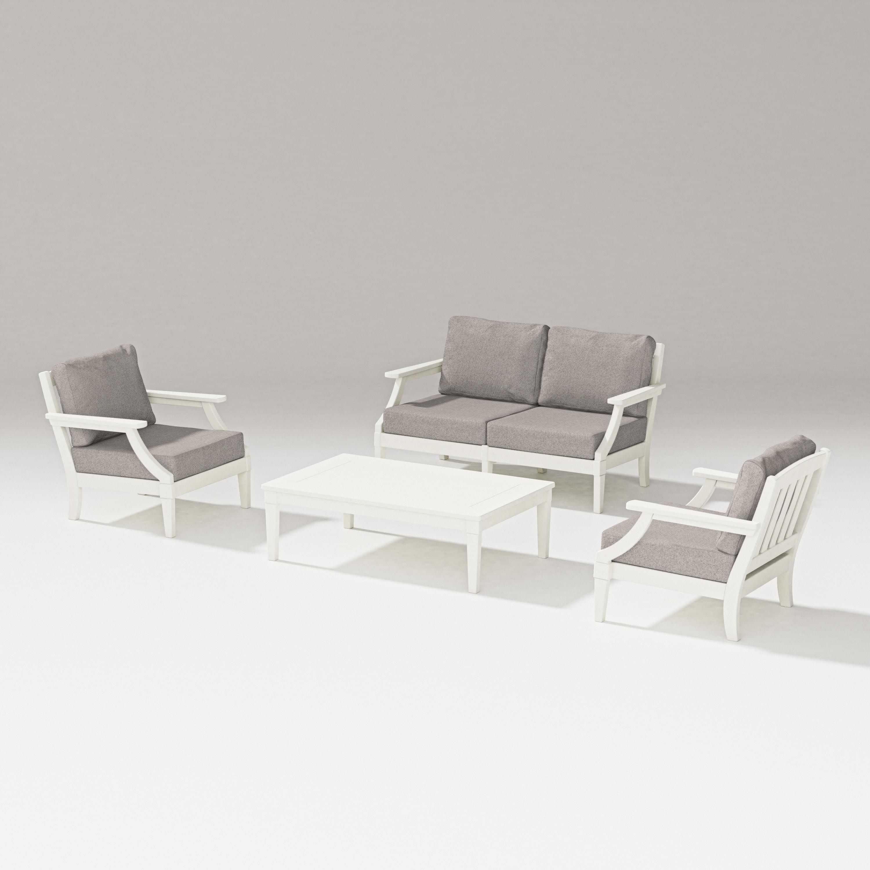 Estate Lounge 4-Piece Loveseat Set in Vintage White / Weathered Tweed