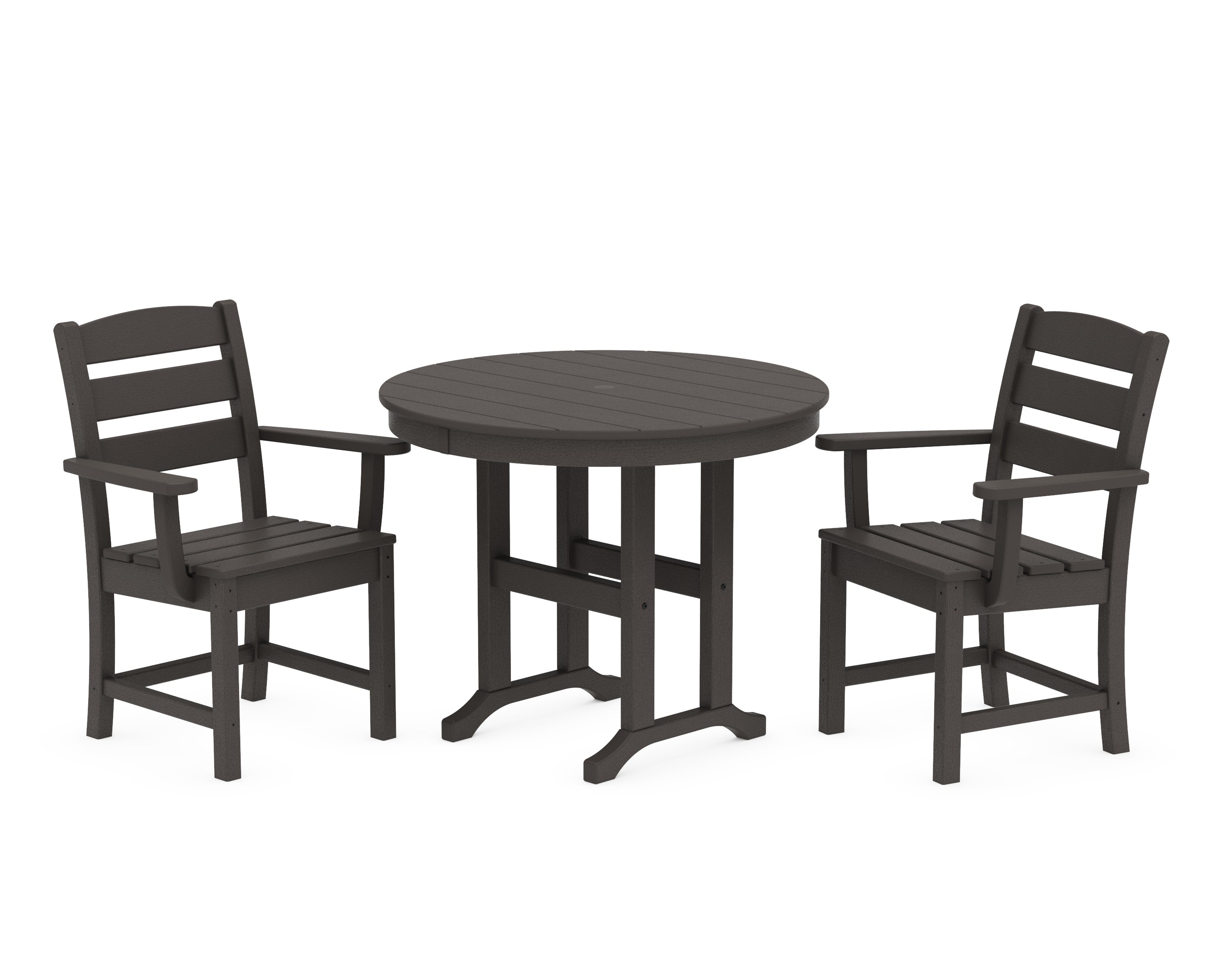 Lakeside 3-Piece Round Dining Set in Vintage Coffee