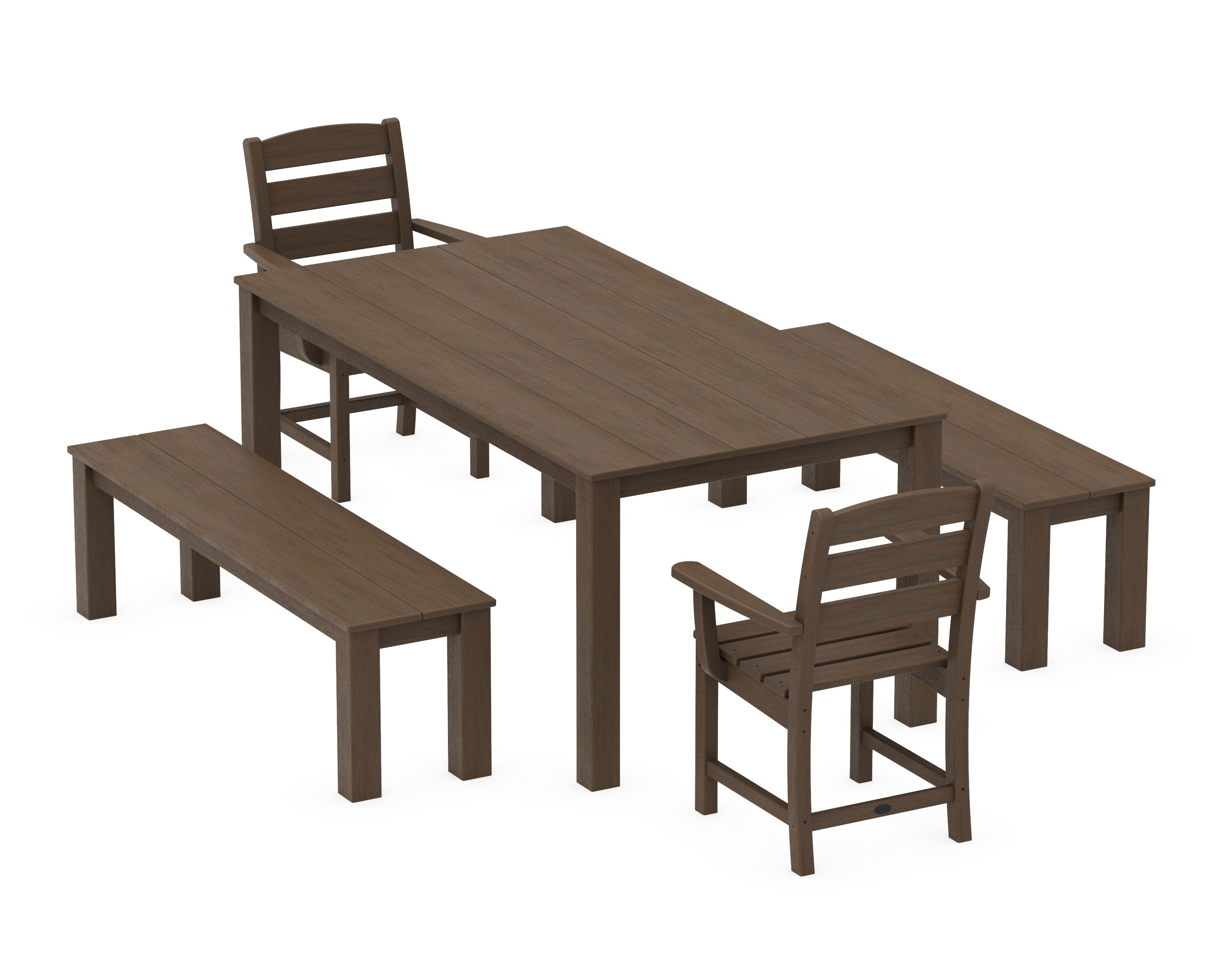 Lakeside 5-Piece Parsons Dining Set with Benches in Kona