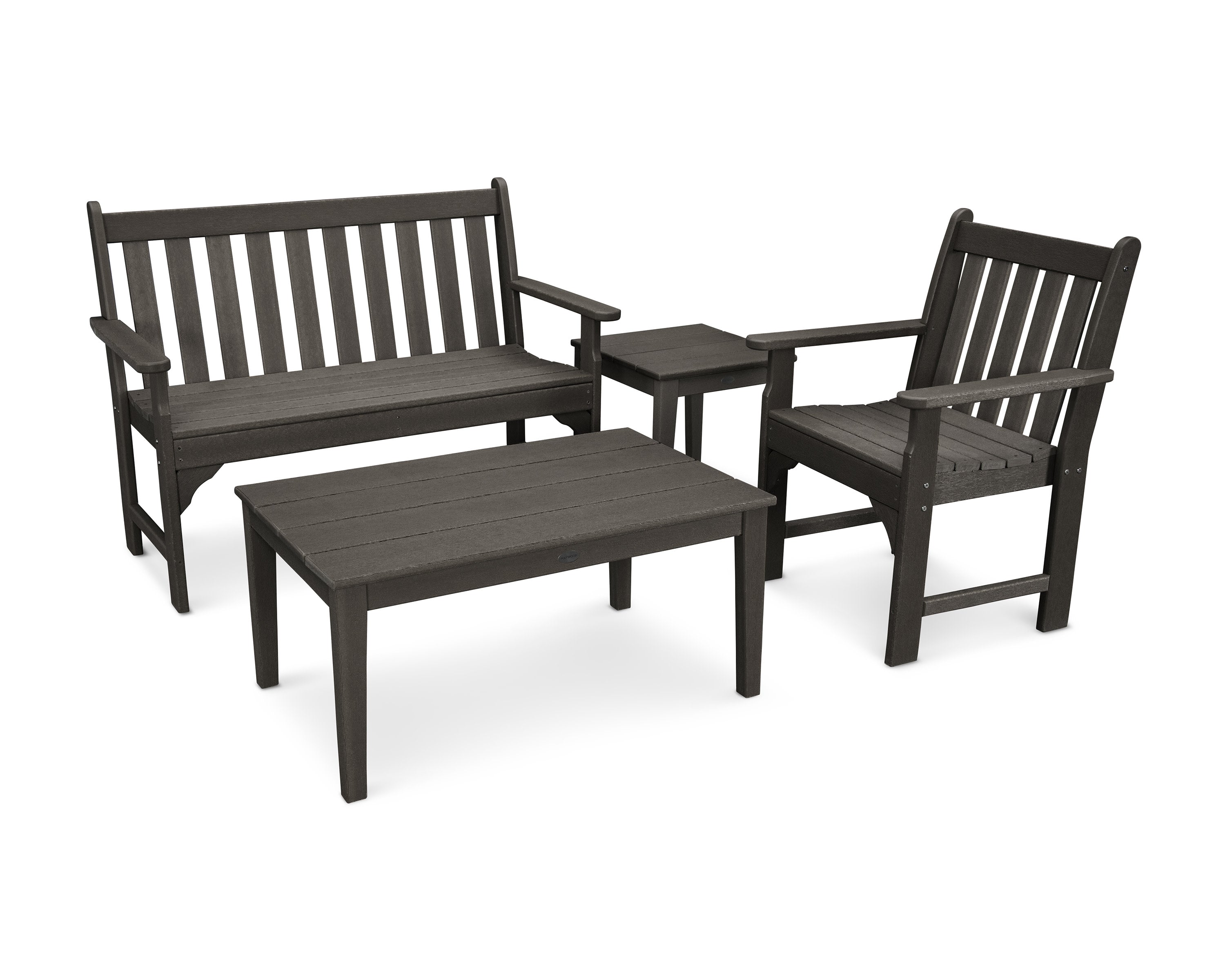 Vineyard 4-Piece Bench Seating Set in Vintage Coffee