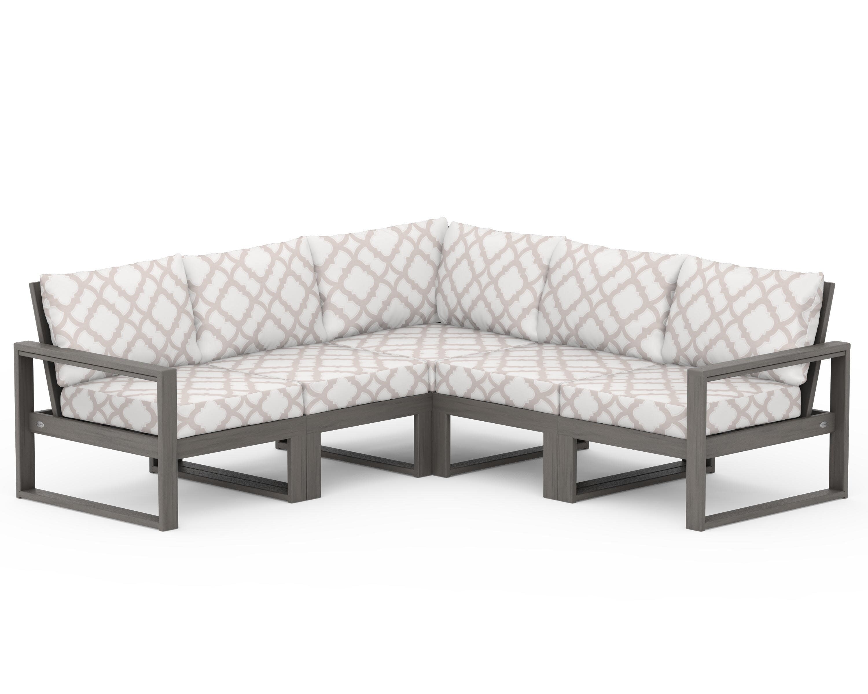 EDGE 5-Piece Modular Deep Seating Set in Driftwood / Trellis Dune Burlap