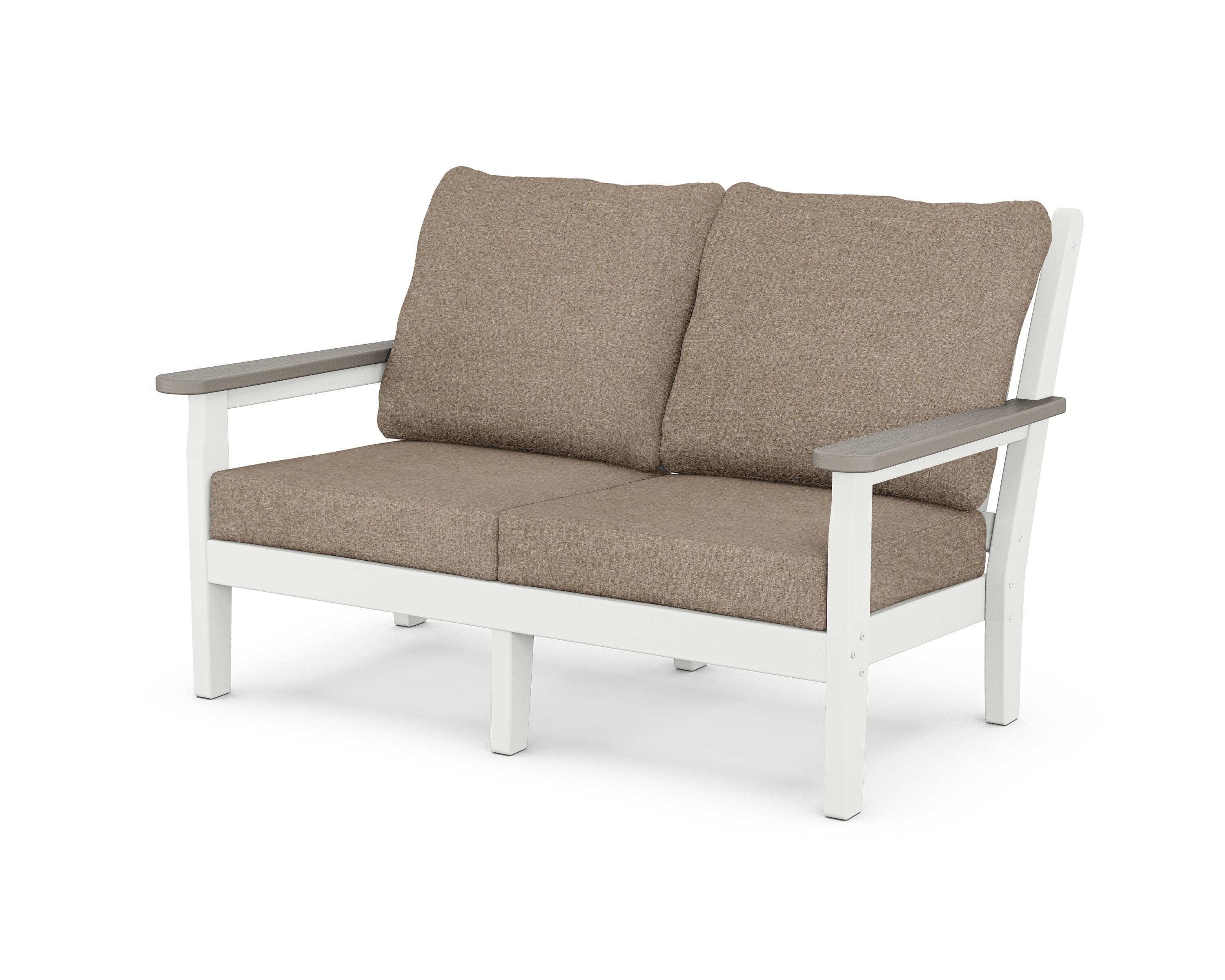 Chippendale Deep Seating Loveseat in White / Driftwood / Spiced Burlap