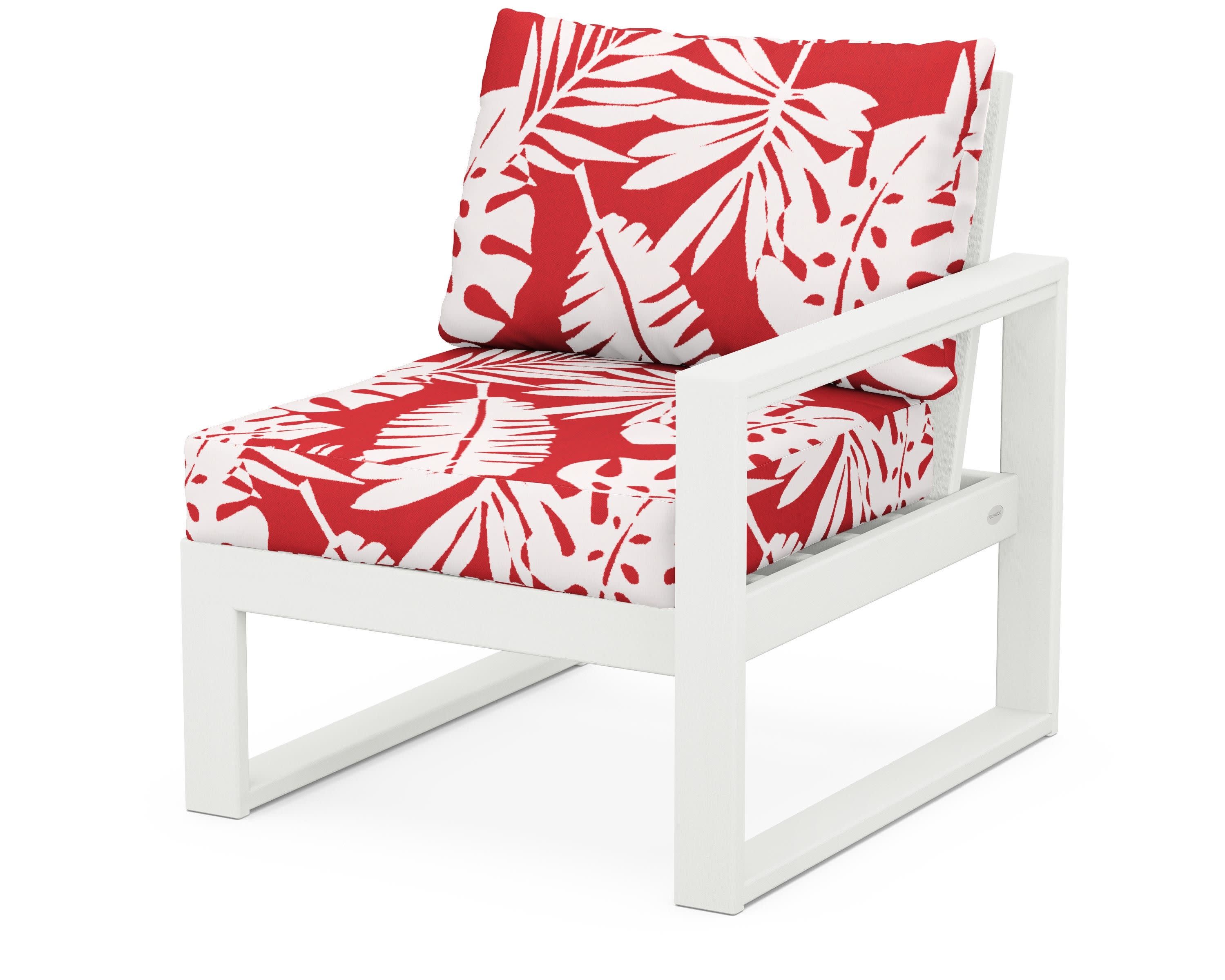 EDGE Modular Right Arm Chair in Vintage White / Leaf Crimson
