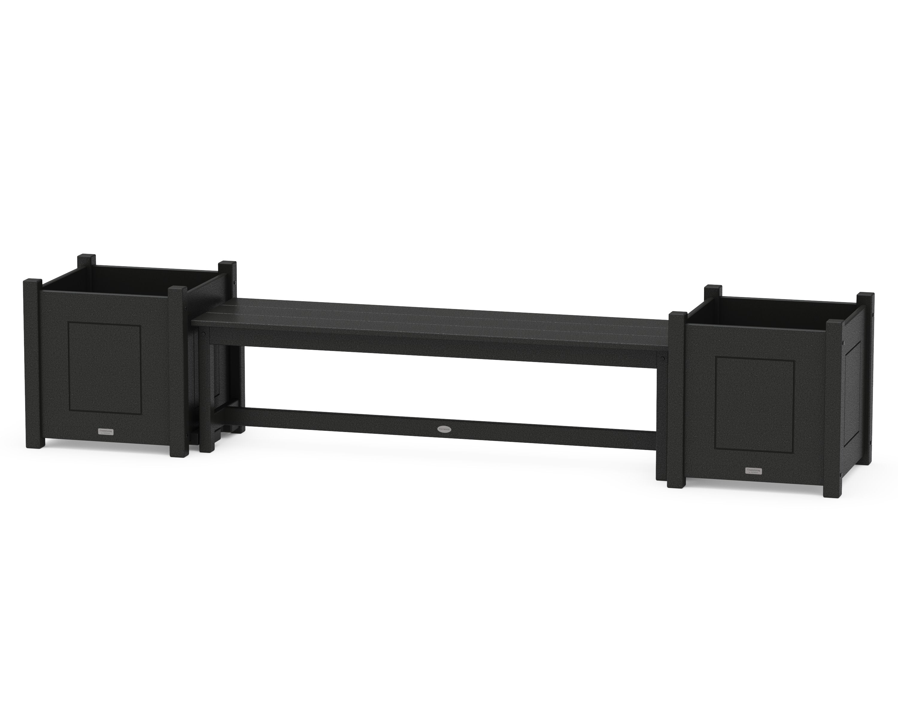 60" Country Living Straight Planter Bench Set - Large in Black