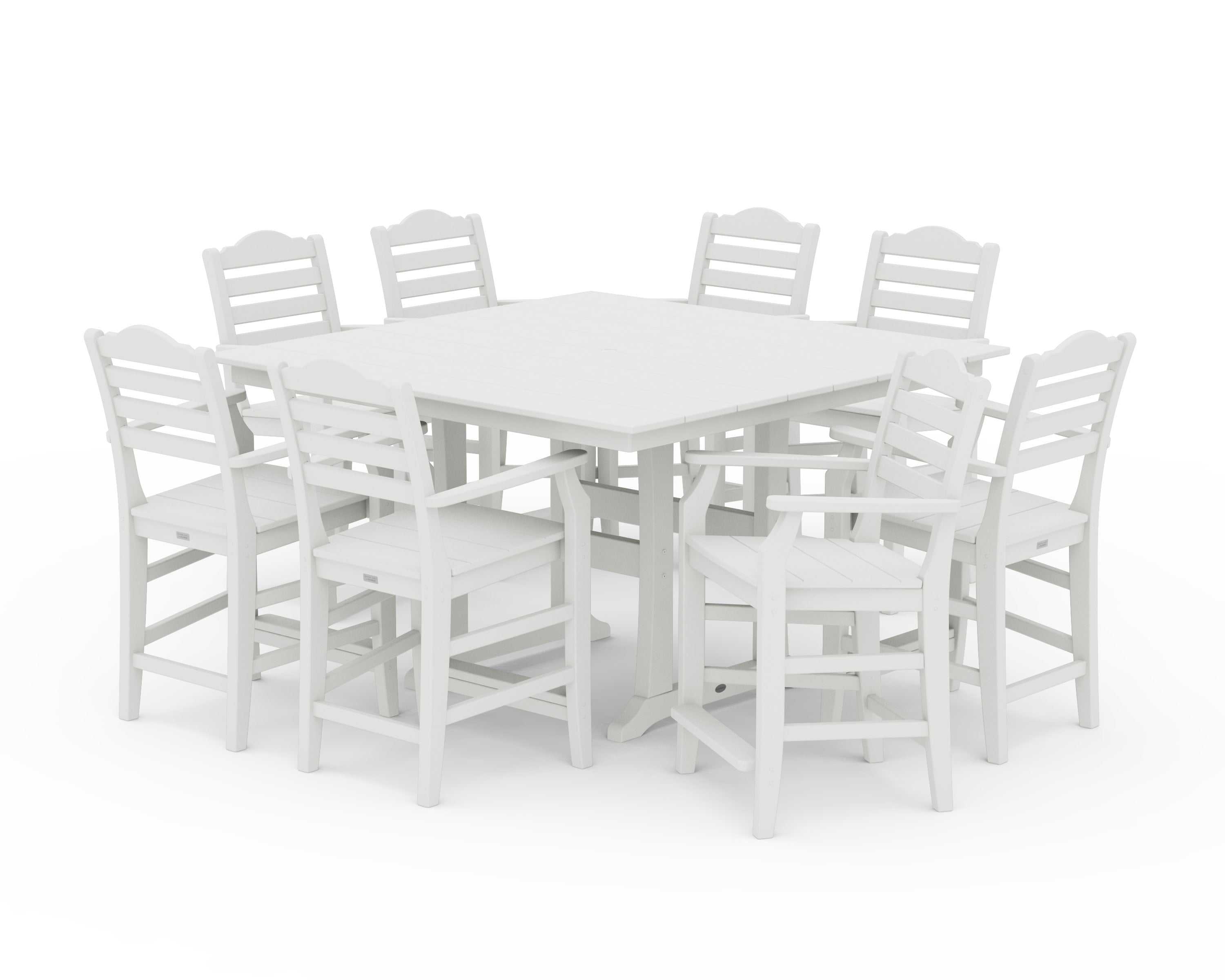 Savannah 9-Piece Square Farmhouse Counter Set with Trestle Legs in Vintage White