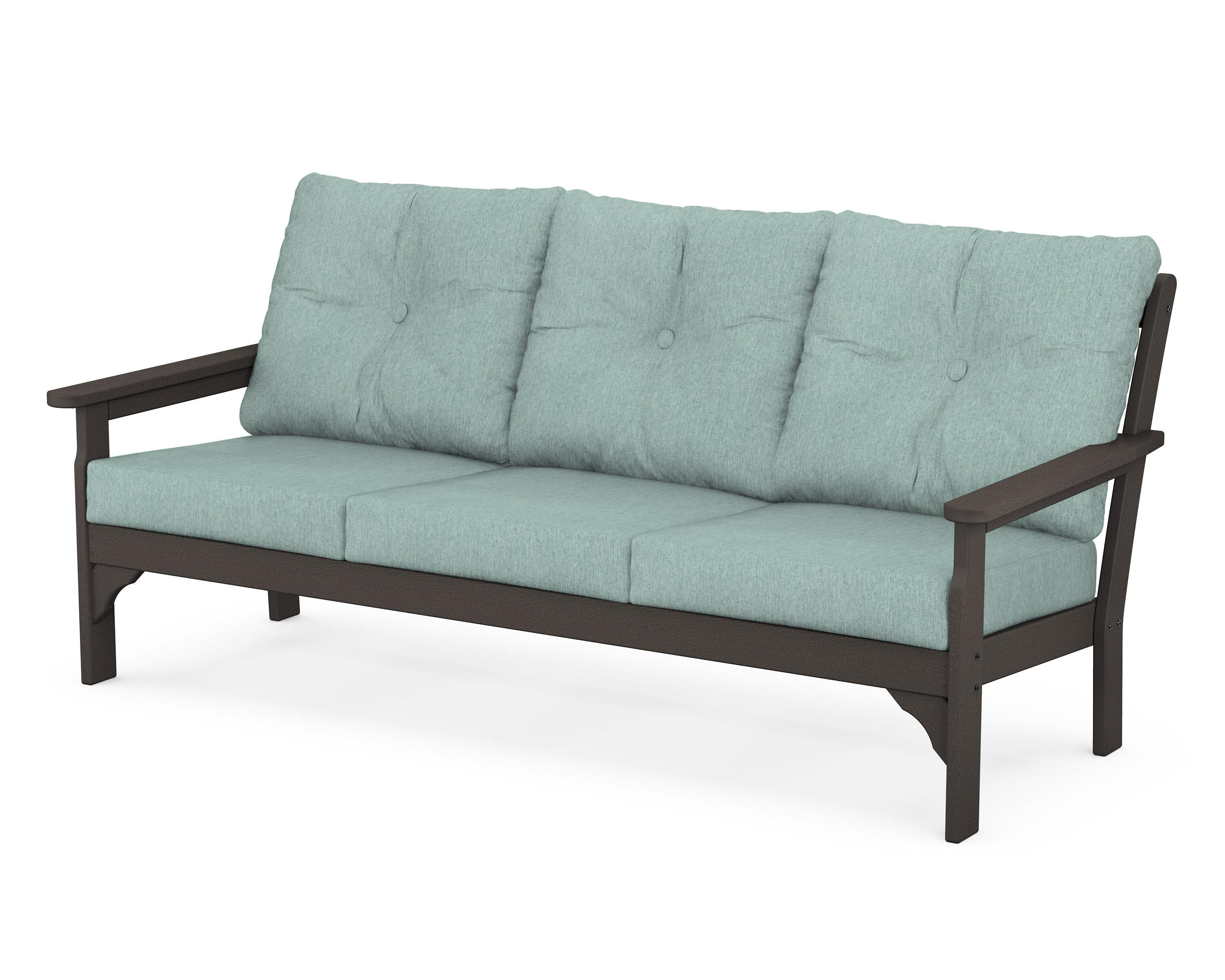 Vineyard Deep Seating Sofa in Vintage Coffee / Glacier Spa