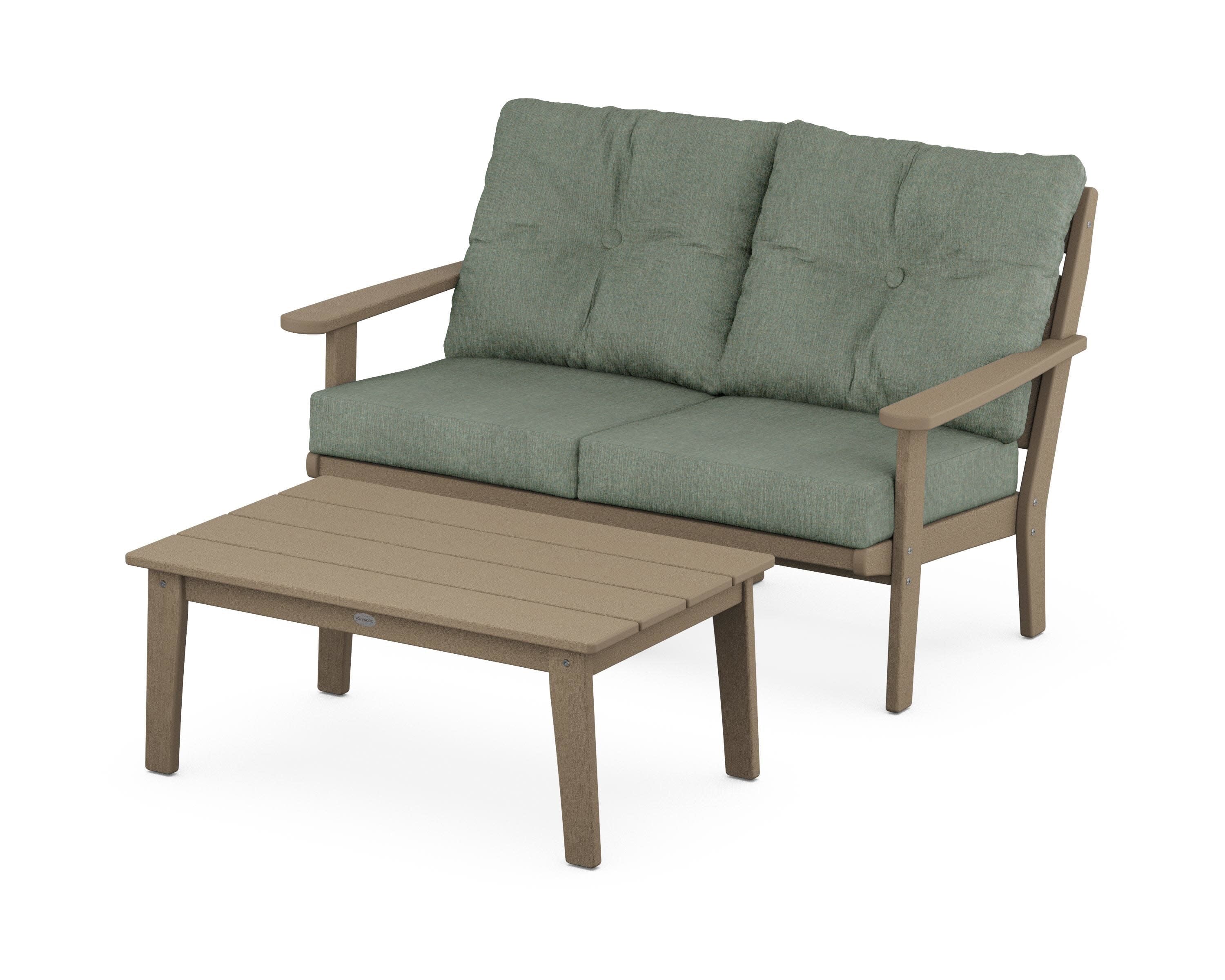 Lakeside 2-Piece Lounge Loveseat Set in Vintage Sahara / Cast Sage