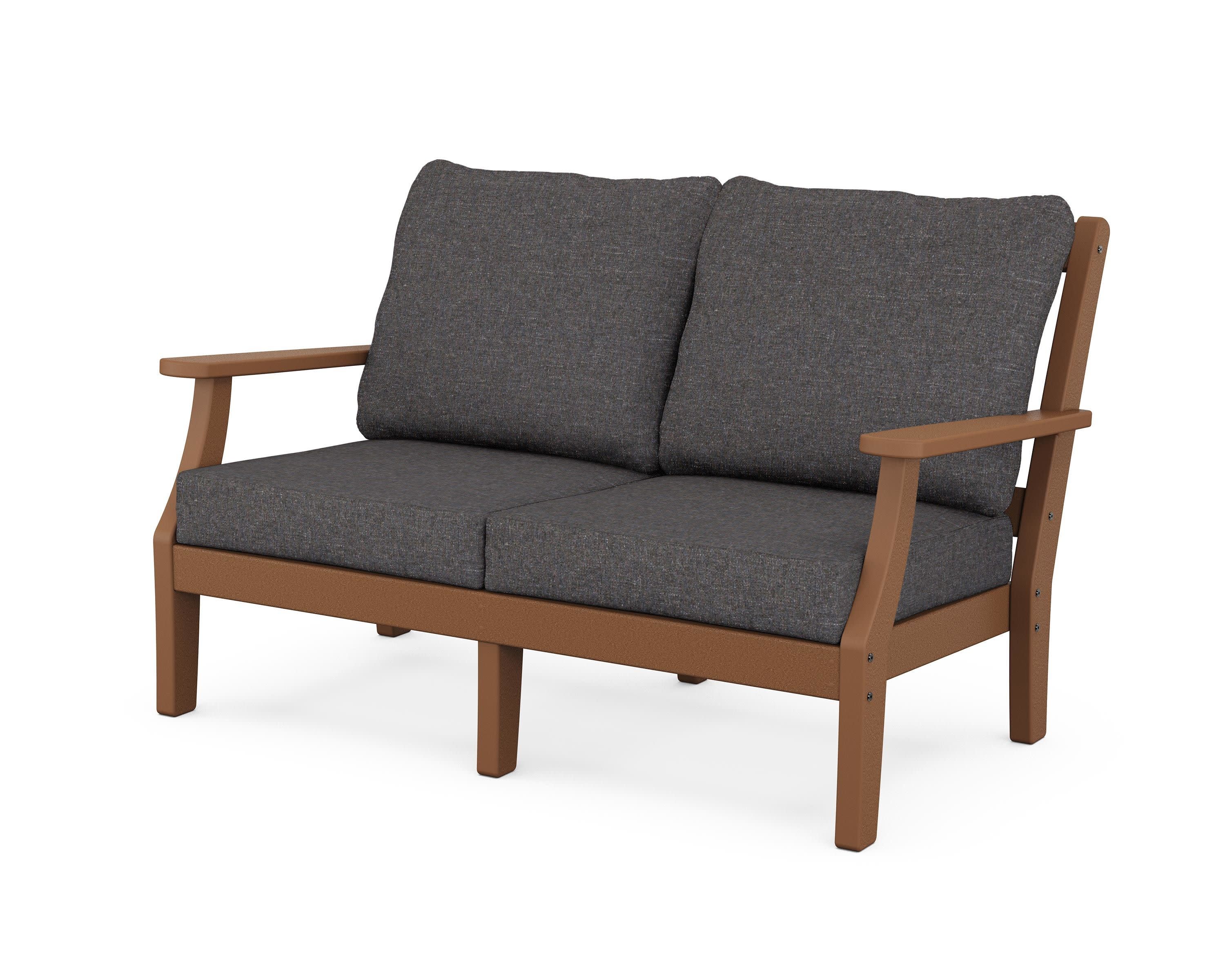 Chinoiserie Deep Seating Loveseat in Teak / Ash Charcoal
