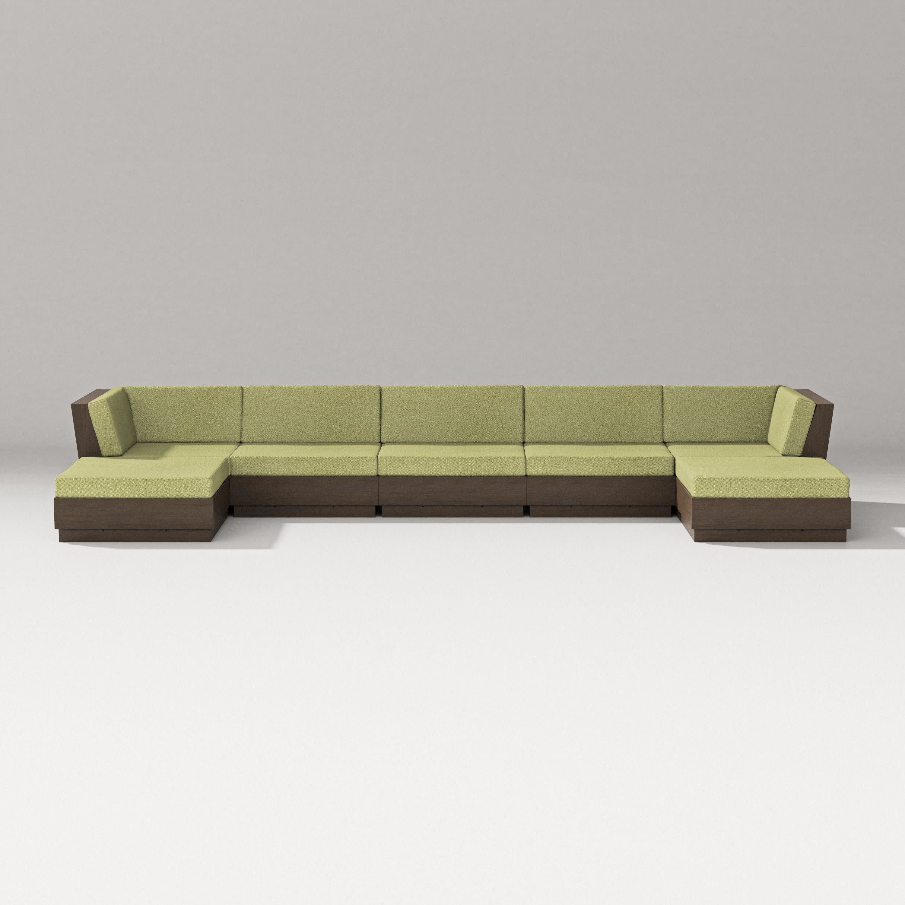 Elevate 7-Piece Double Chaise Sectional in Kona / Chartreuse Boucle