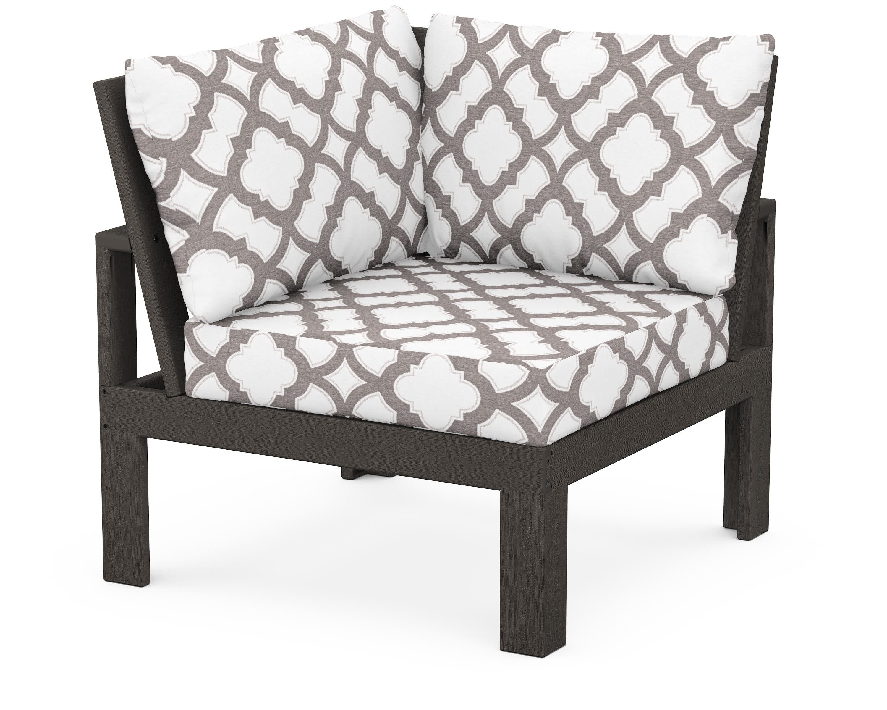 Modular Corner Chair in Vintage Coffee / Trellis Grey Mist