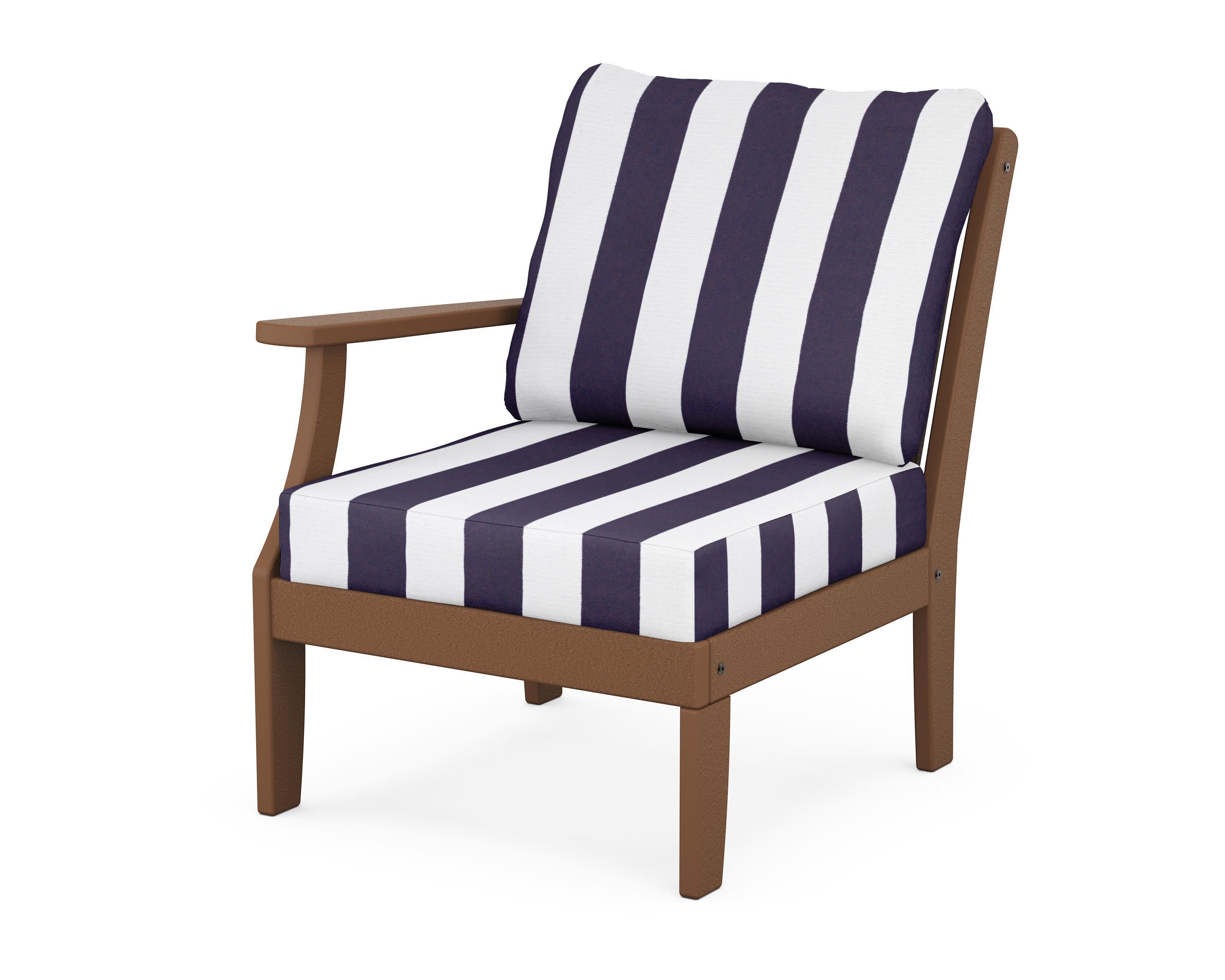 Braxton Modular Left Arm Chair in Teak / Cabana Stripe Navy