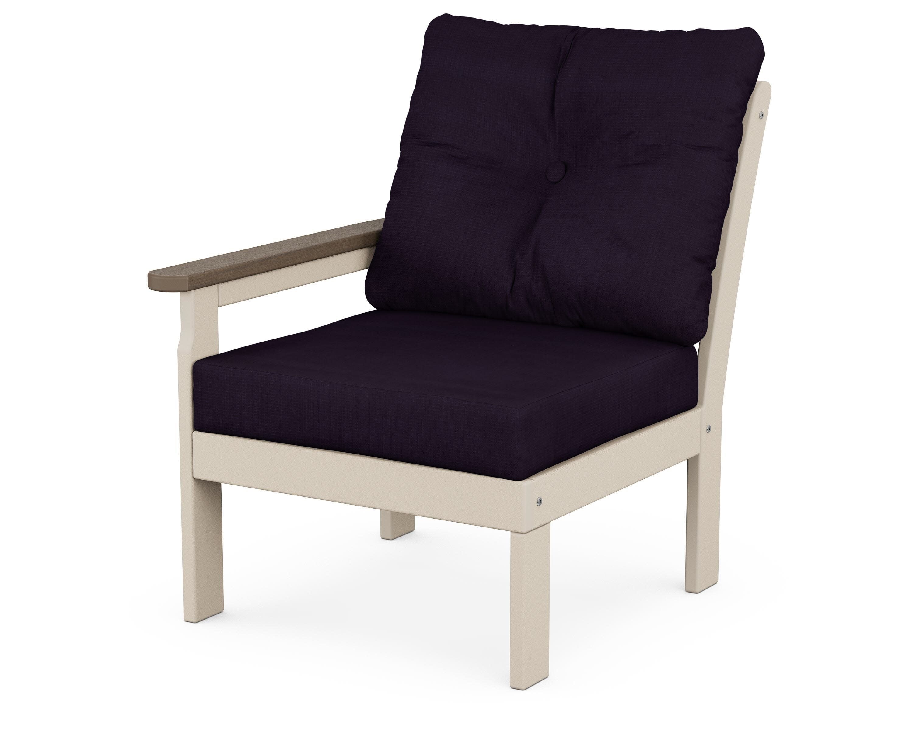 Vineyard Modular Left Arm Chair in Sand / Kona / Navy Linen