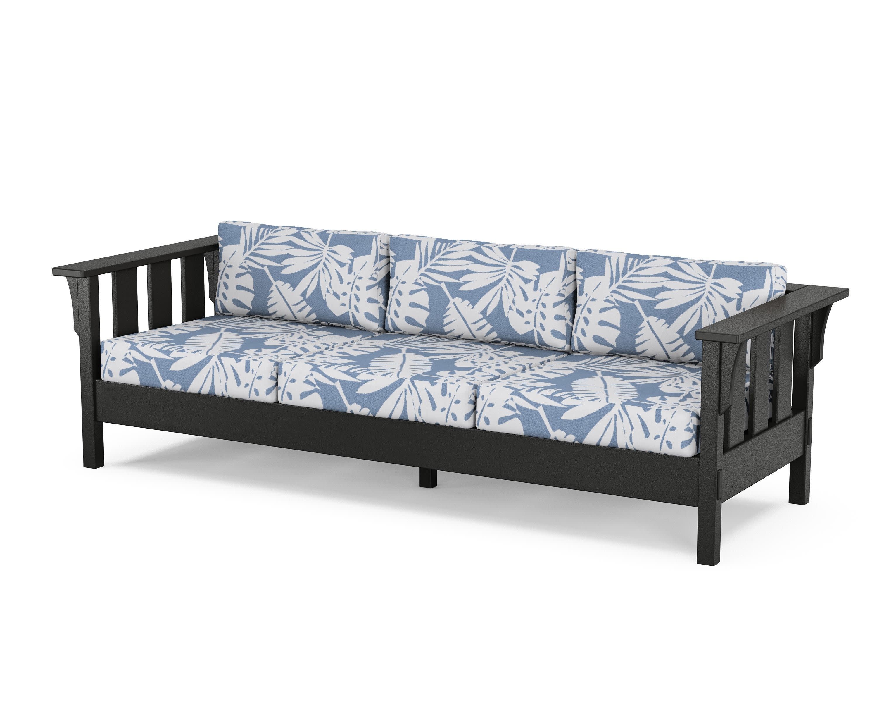 Acadia Deep Seating Sofa in Black / Leaf Sky Blue