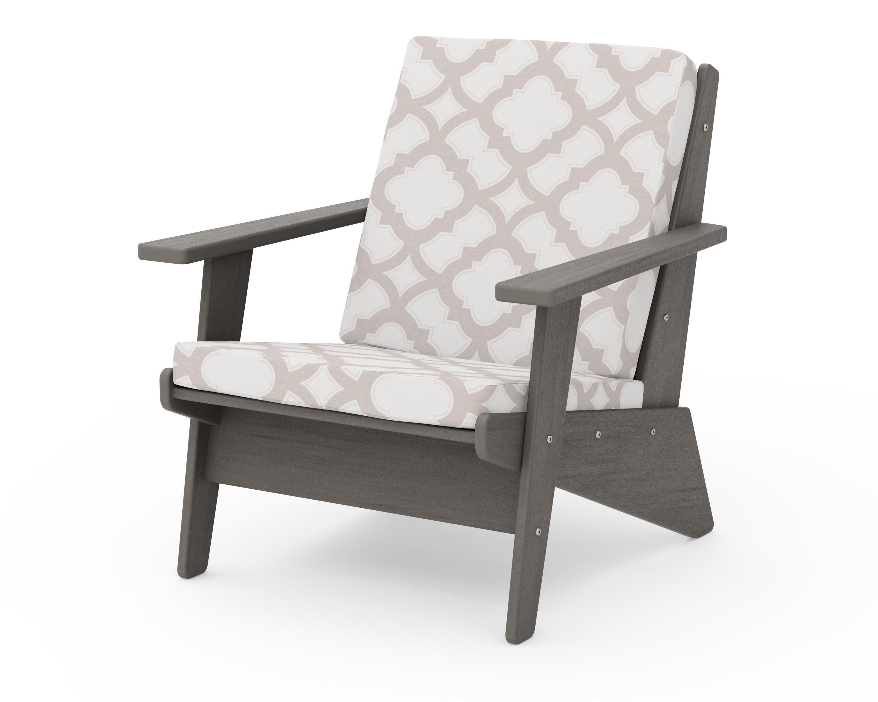 Riviera Modern Lounge Chair in Driftwood / Trellis Dune Burlap