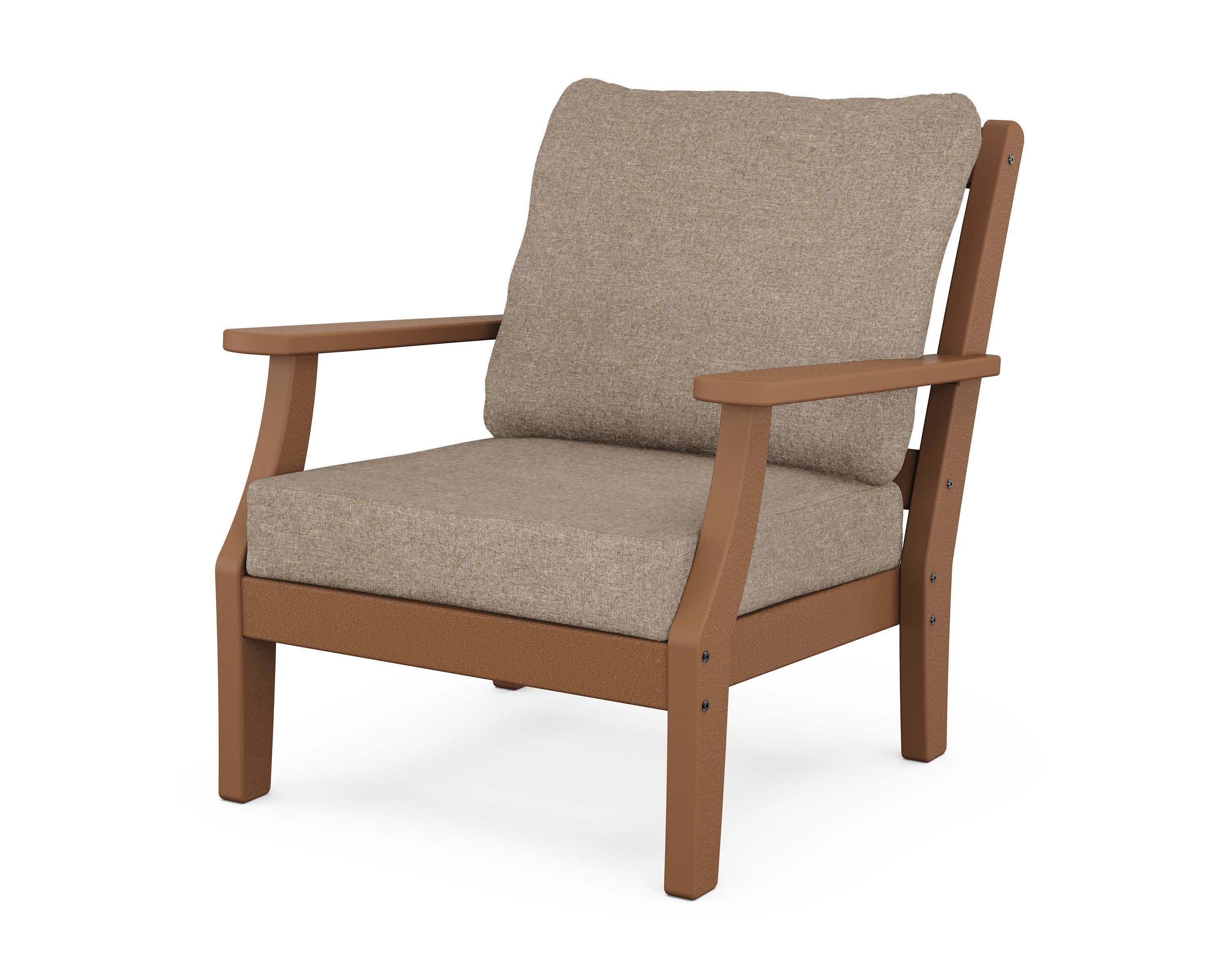 Chinoiserie Deep Seating Chair in Teak / Spiced Burlap