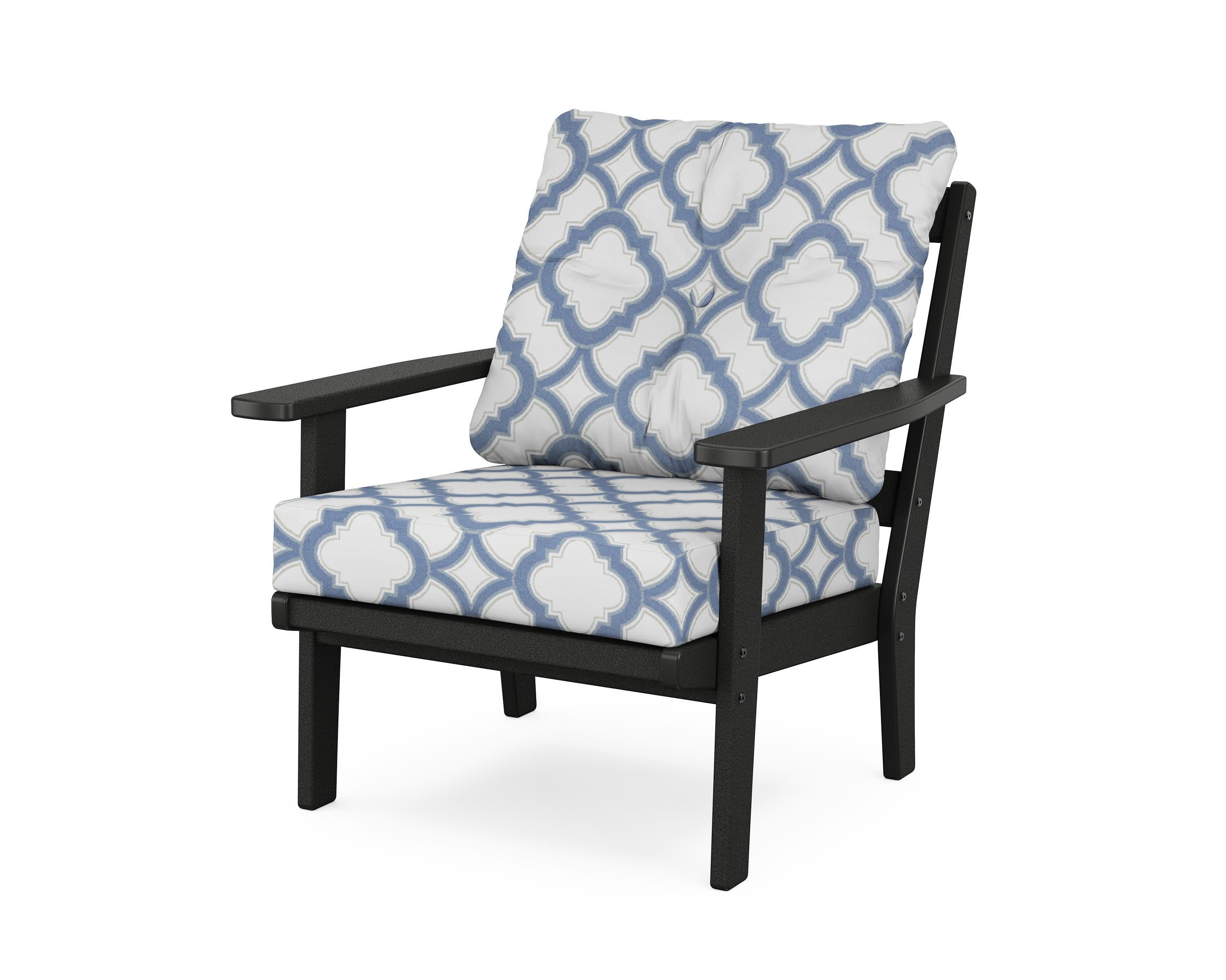 Oxford Deep Seating Chair in Black / Trellis Sky Blue