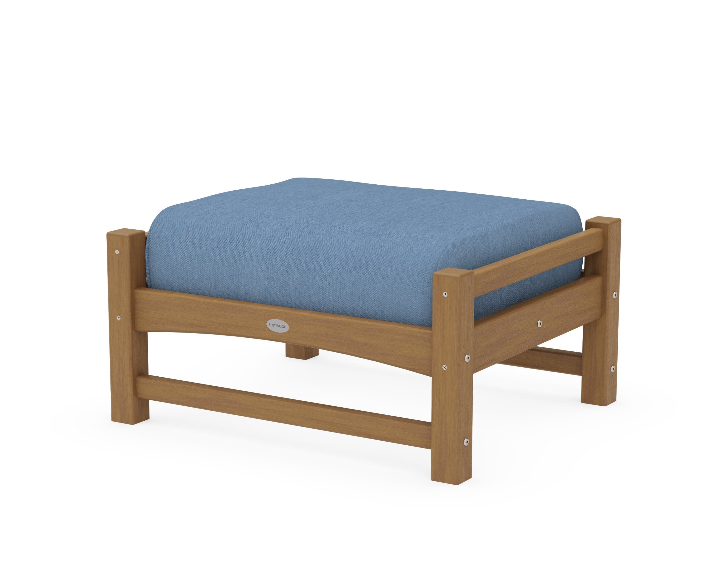 Club Ottoman in Natural / Sky Blue