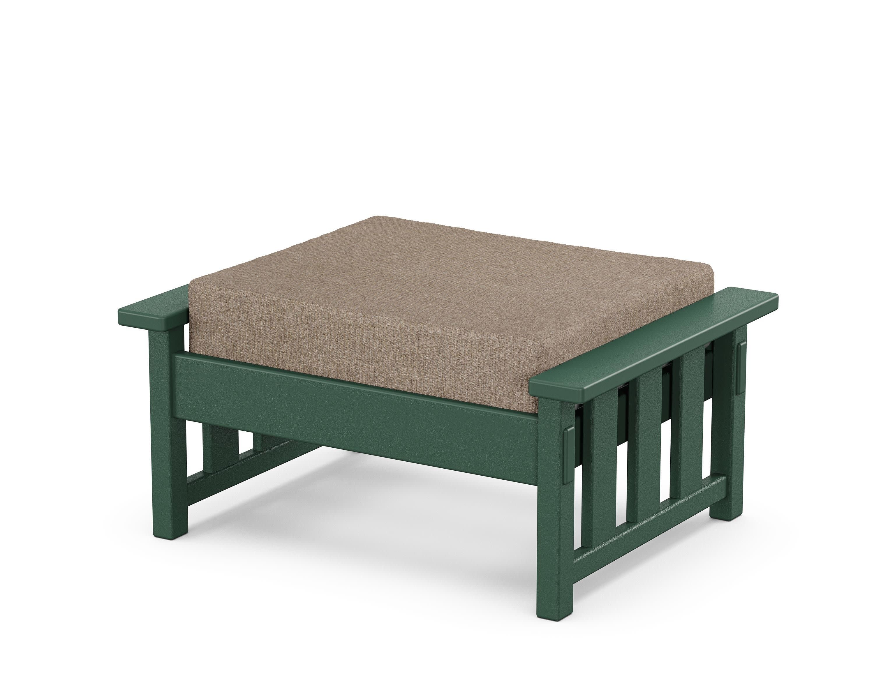 Acadia Deep Seating Ottoman in Green / Spiced Burlap
