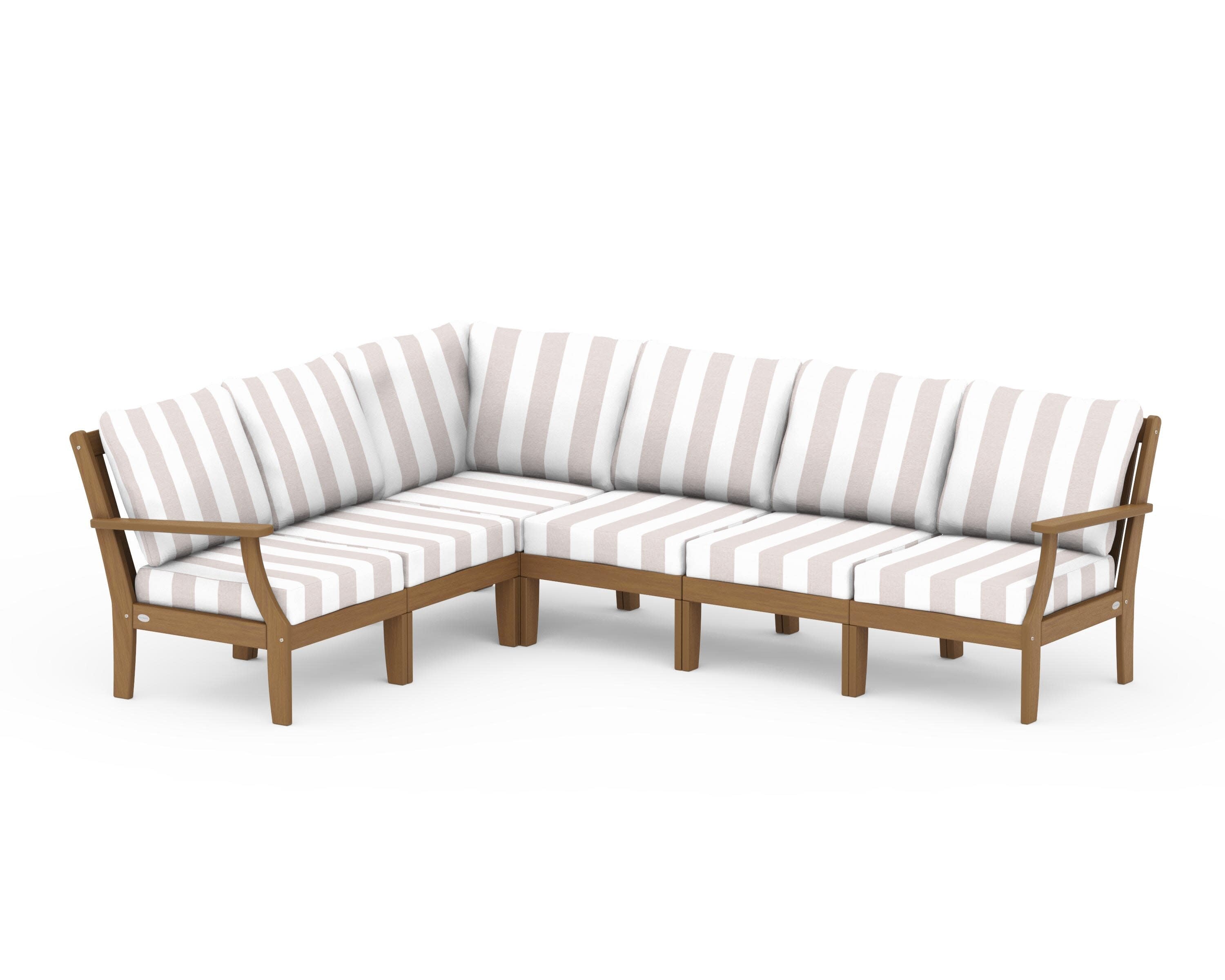 Braxton Modular 6-Piece Deep Seating Set in Natural / Cabana Stripe Dune Burlap
