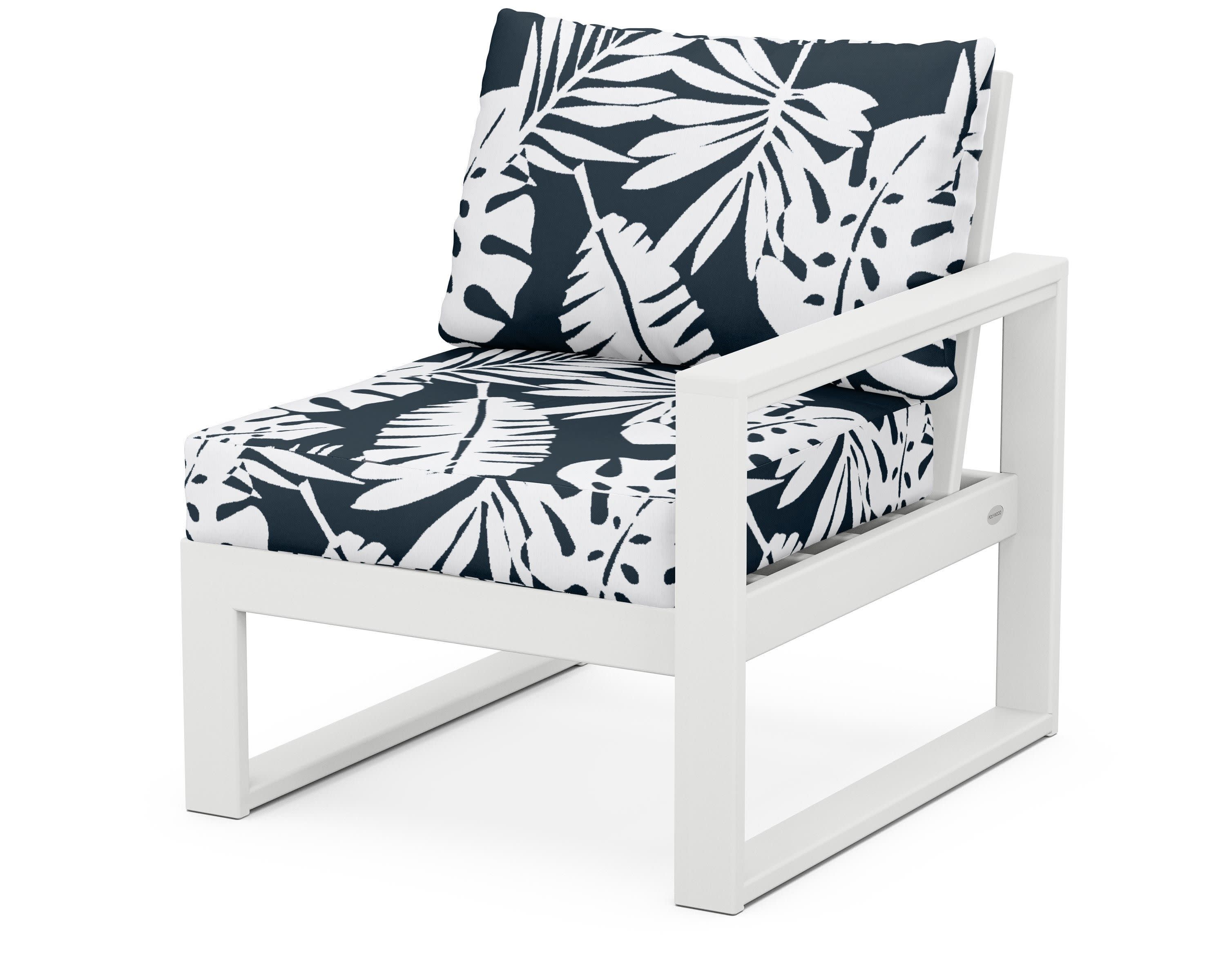 EDGE Modular Right Arm Chair in White / Leaf Marine Indigo