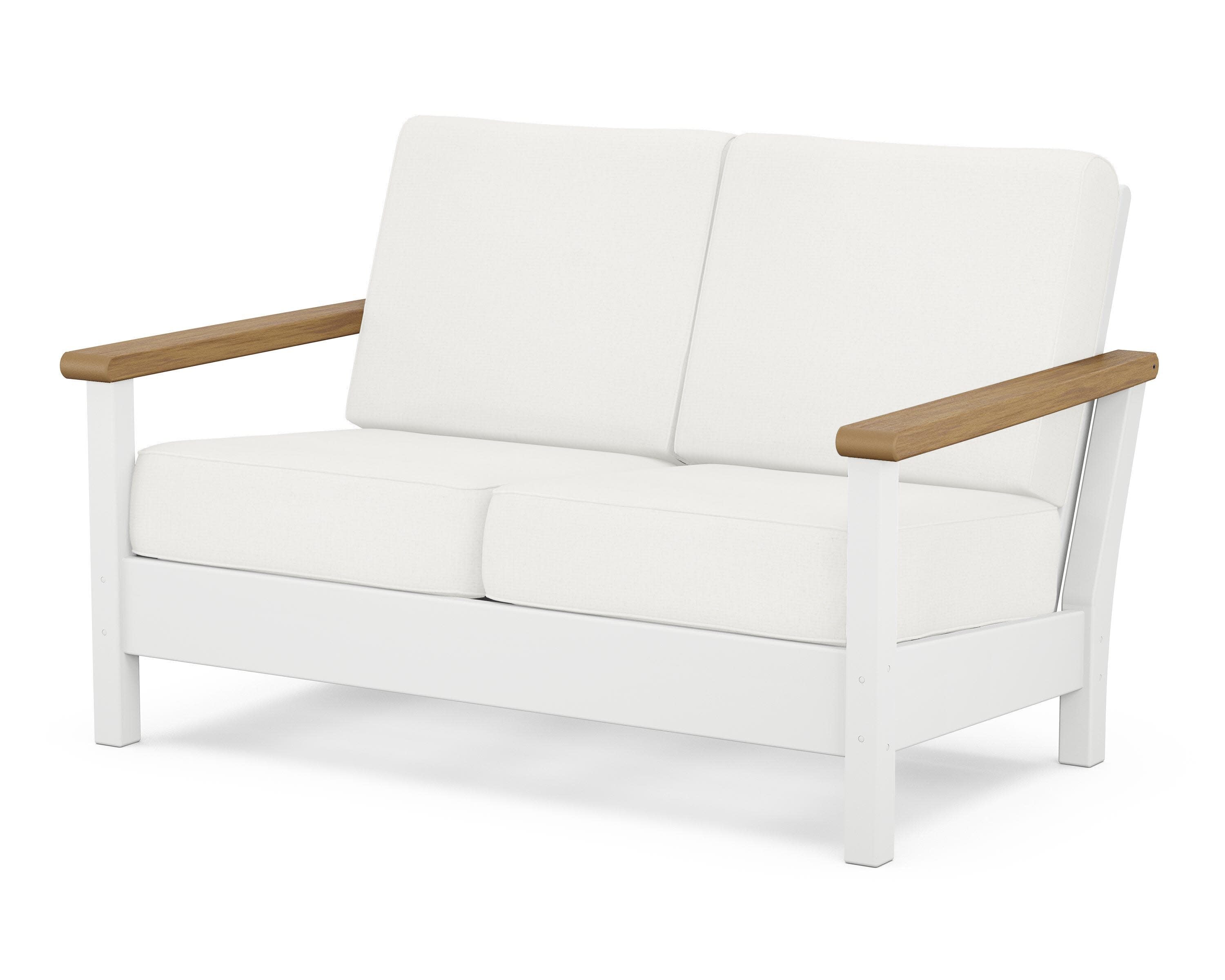 Harbour Deep Seating Loveseat in White / Natural / Natural Linen