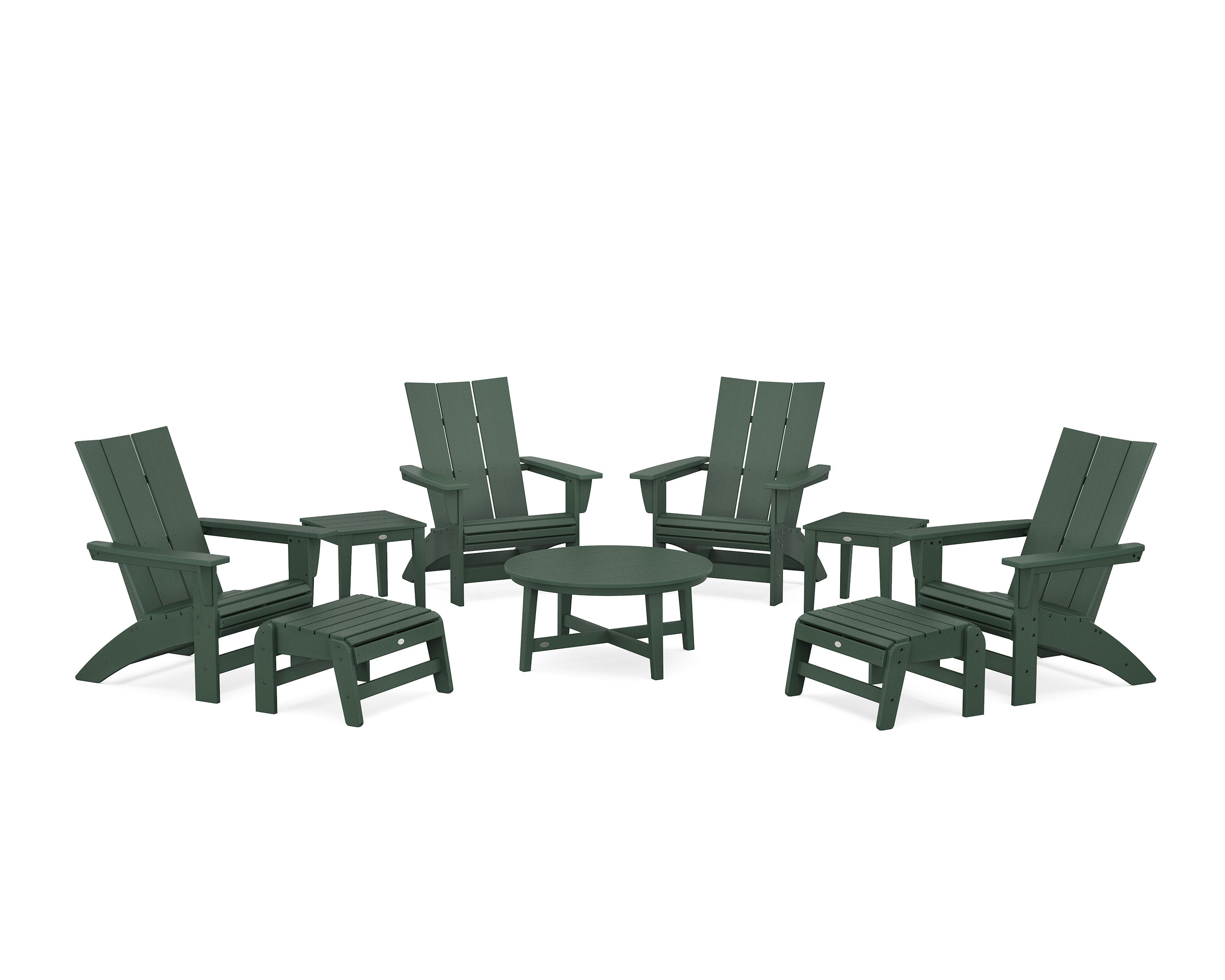 Modern Grand Adirondack 9-Piece Conversation Set in Green