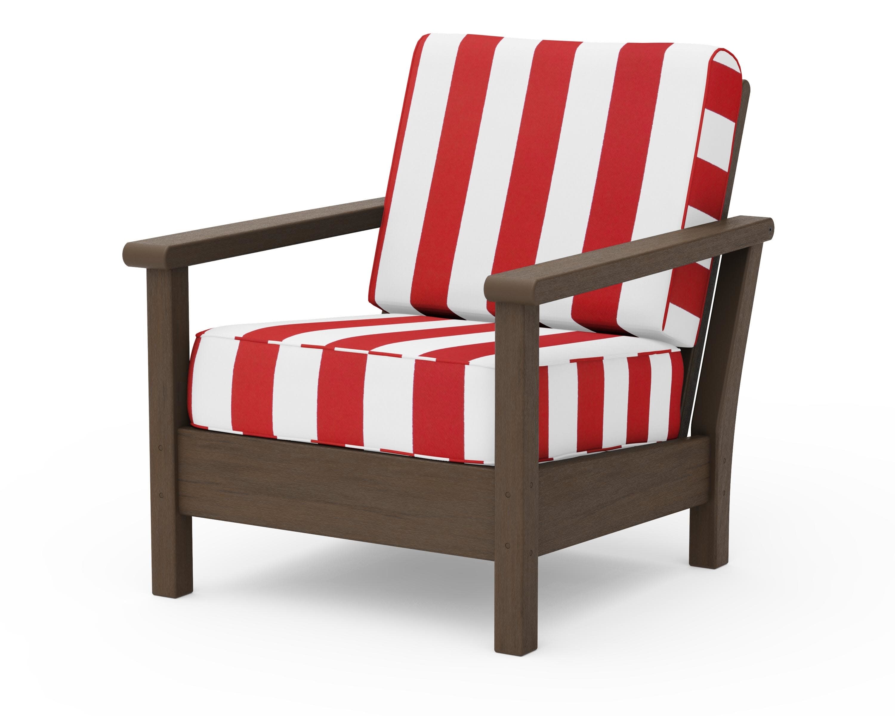 Harbour Deep Seating Chair in Kona / Cabana Stripe Crimson