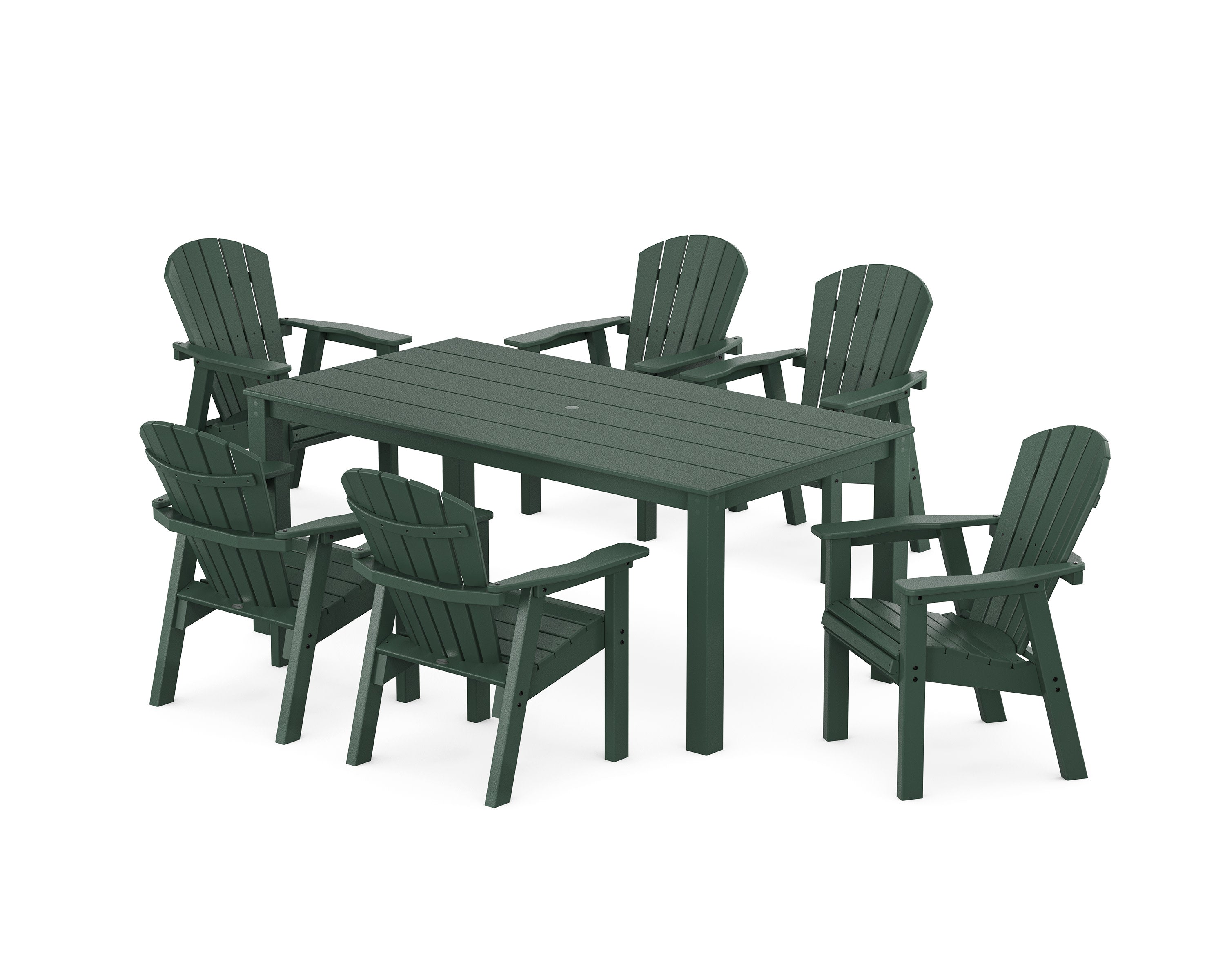 Seashell 7-Piece Parsons Dining Set in Green
