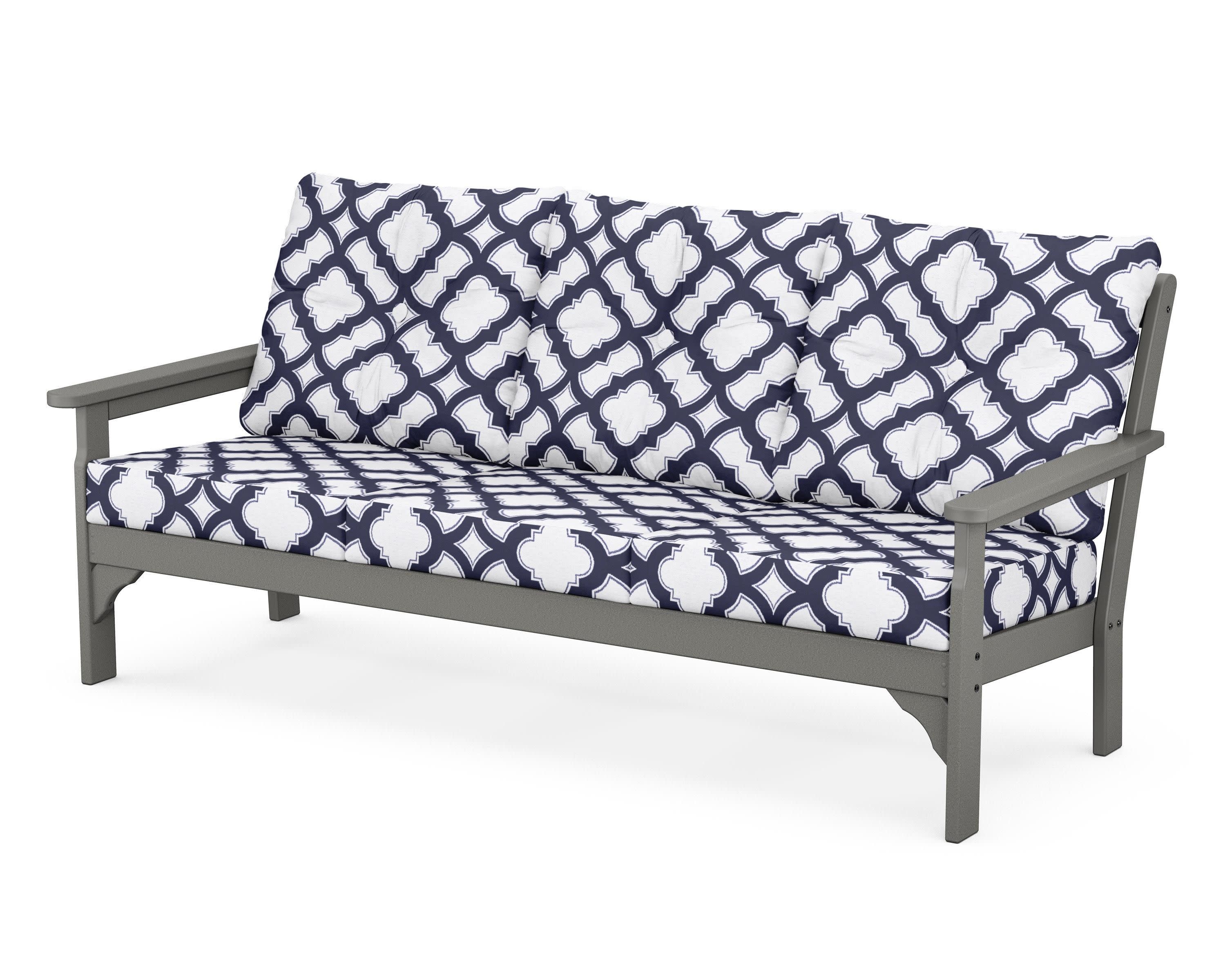 Vineyard Deep Seating Sofa in Slate Grey / Trellis Navy