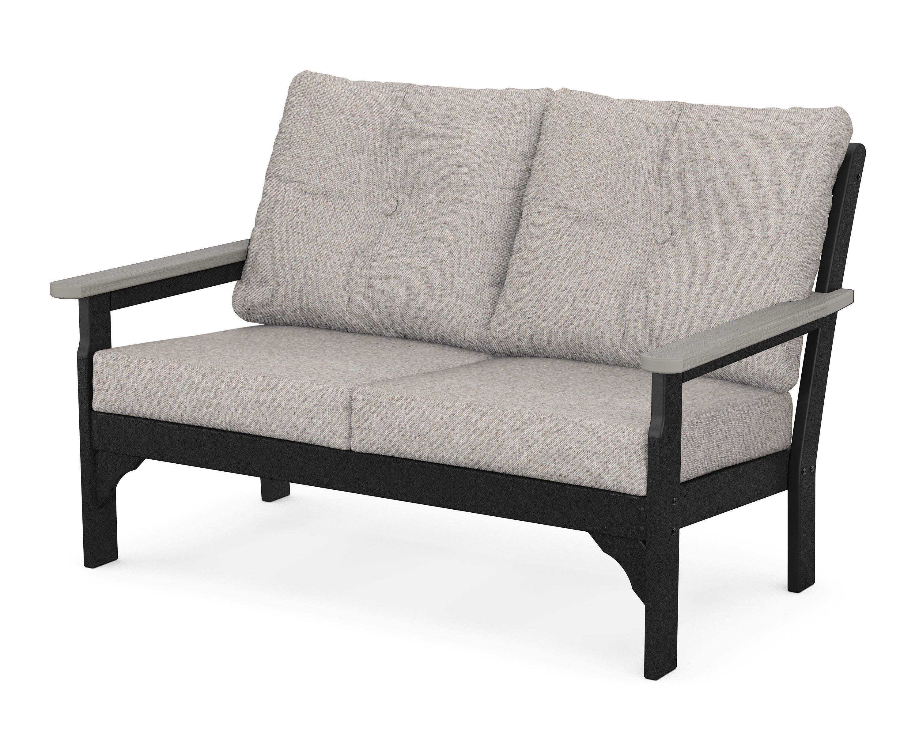Vineyard Deep Seating Loveseat in Black / Driftwood / Weathered Tweed