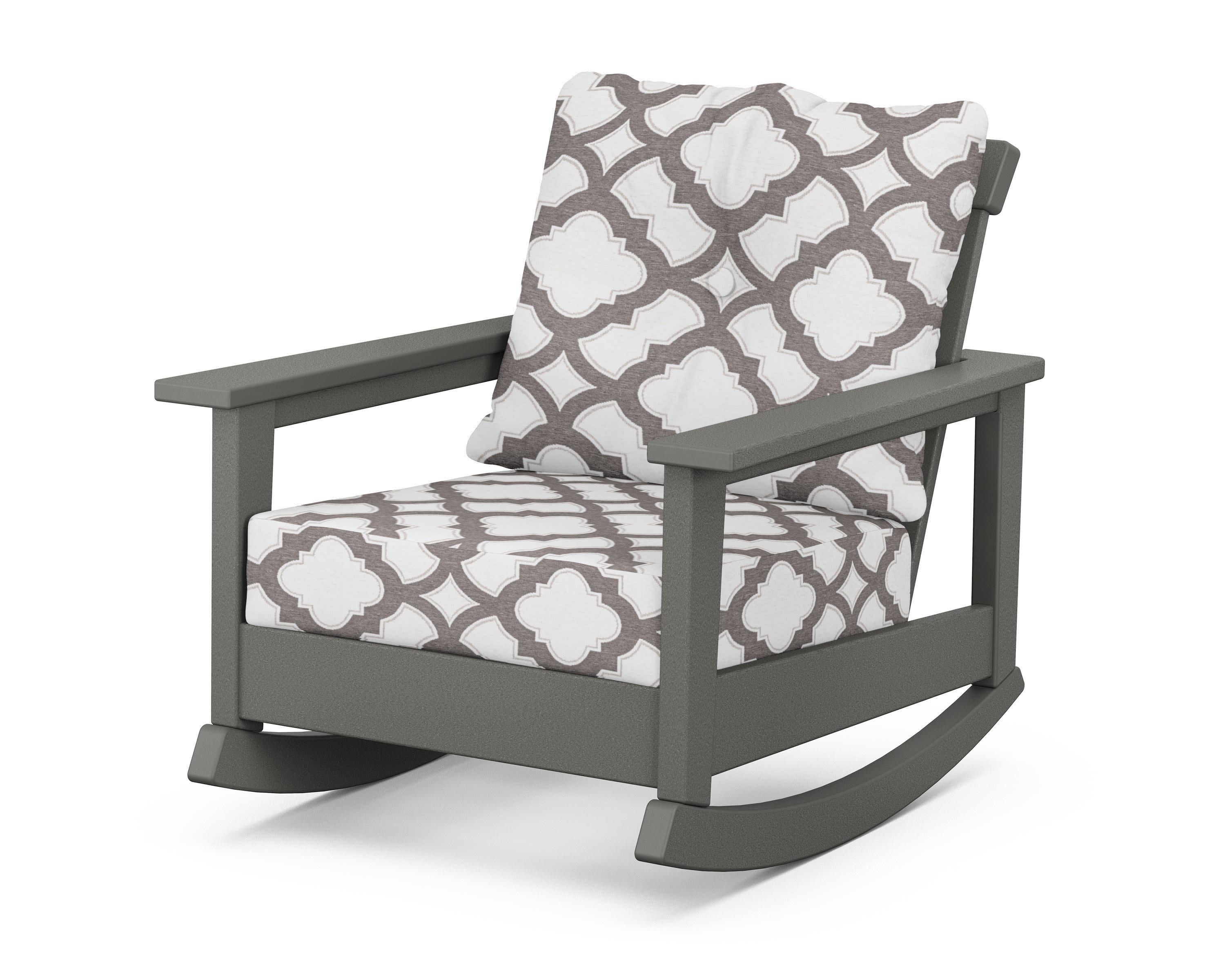Prescott Deep Seating Rocking Chair in Slate Grey / Trellis Grey Mist