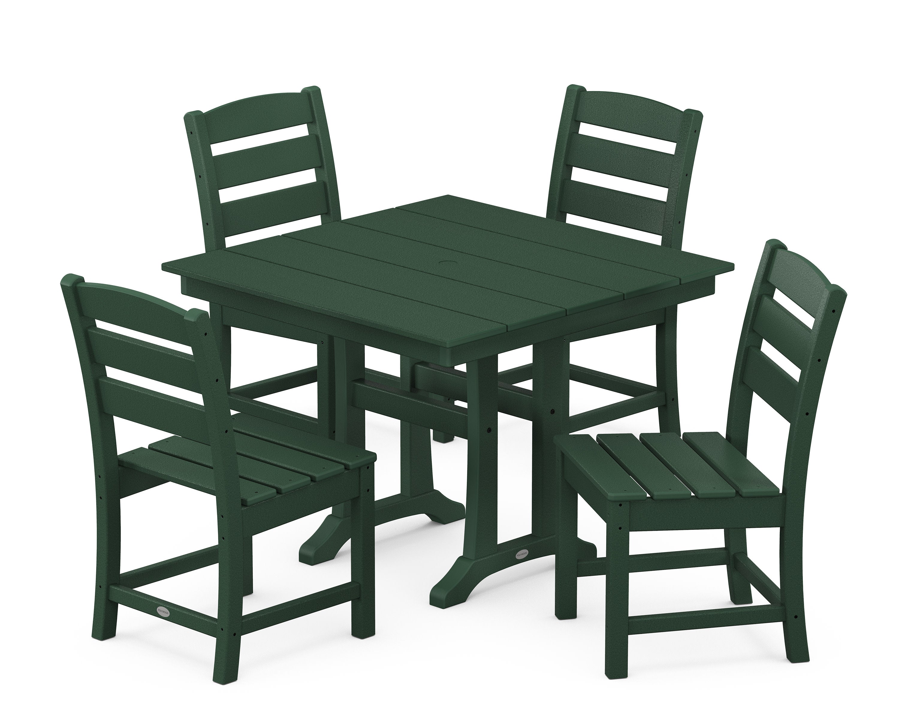 Lakeside 5-Piece Farmhouse Trestle Side Chair Dining Set in Green