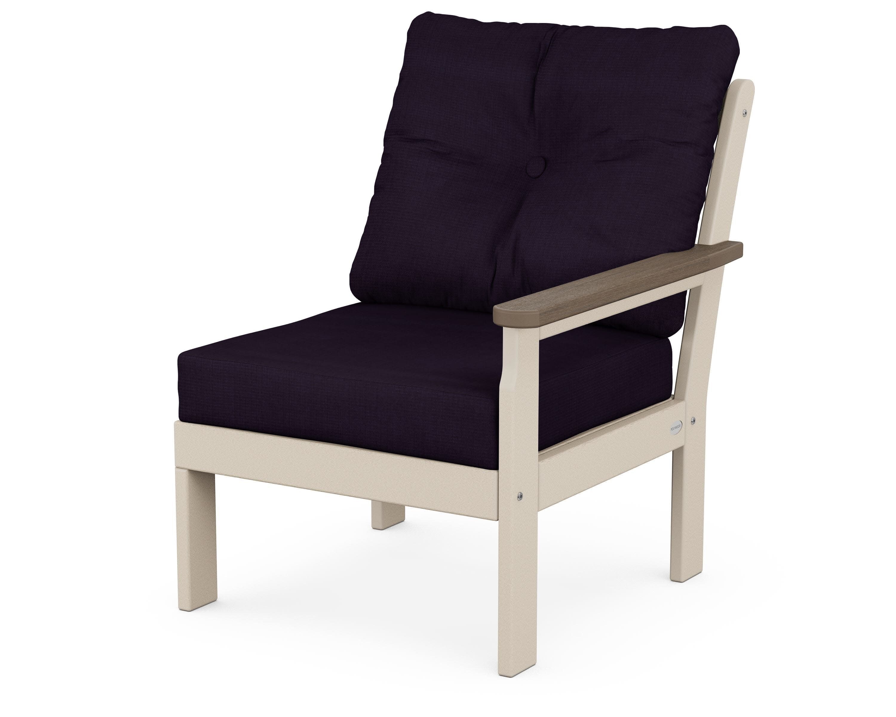 Vineyard Modular Right Arm Chair in Sand / Kona / Navy Linen