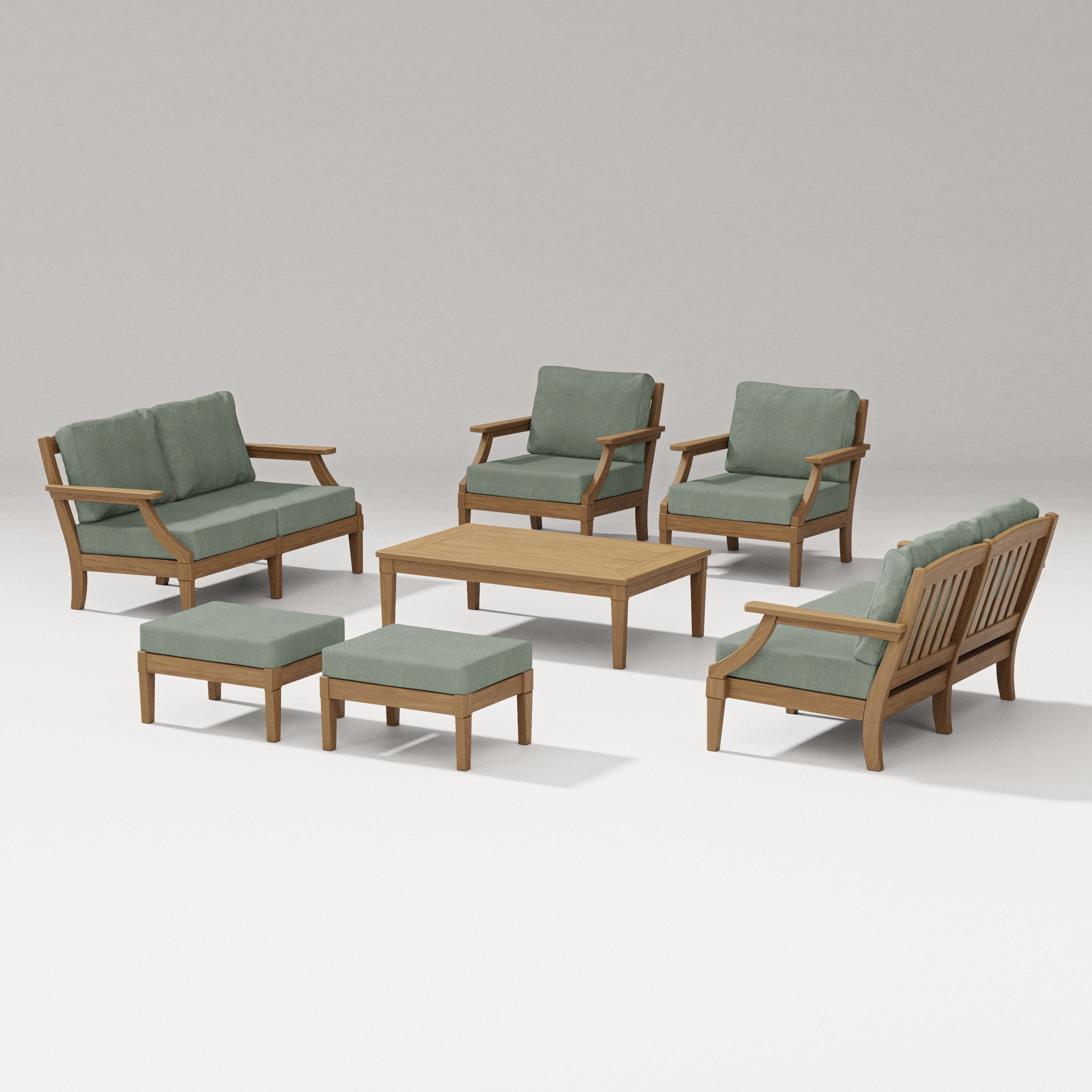 Estate 7-Piece Lounge Loveseat Set in Natural / Cast Sage