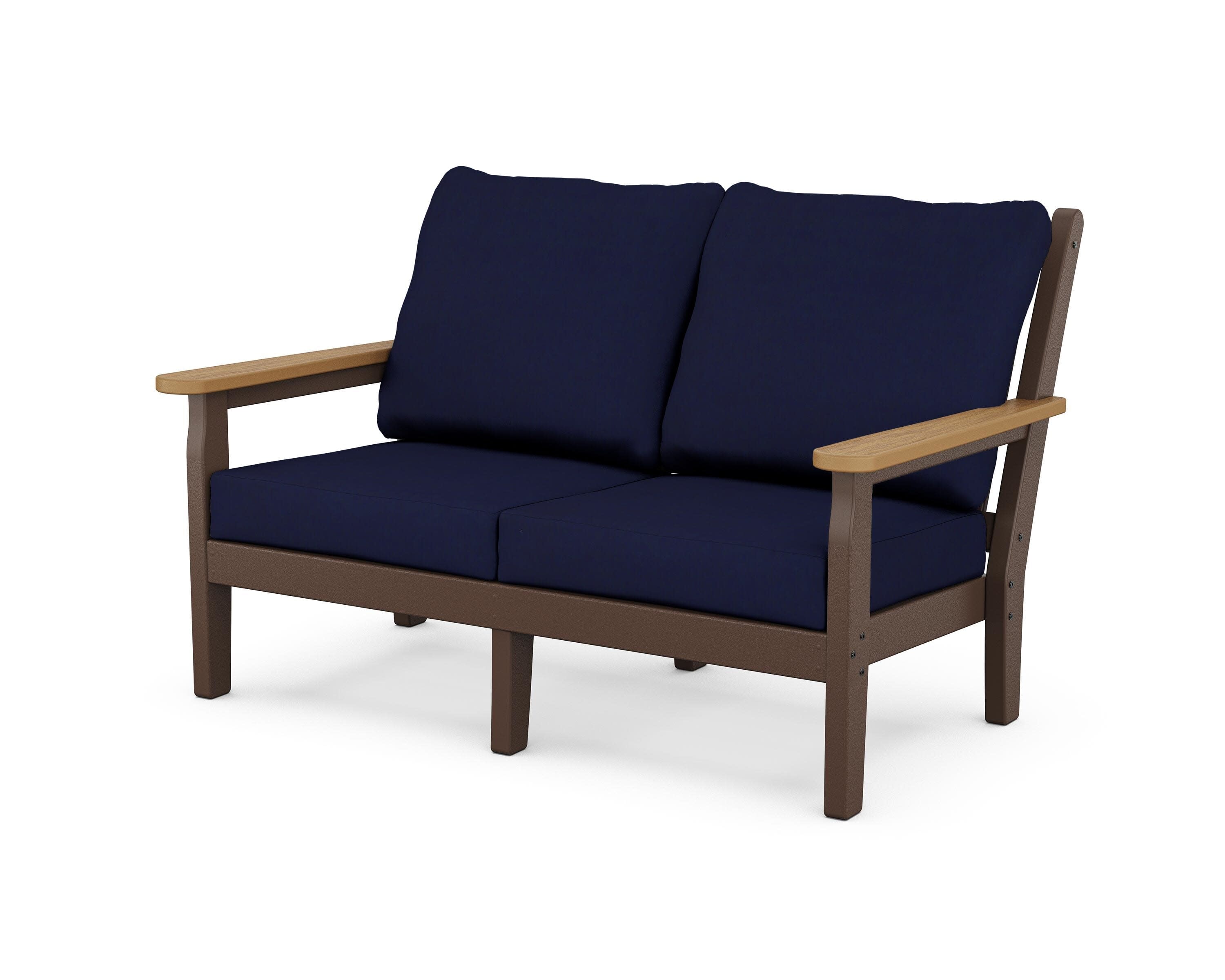 Chippendale Deep Seating Loveseat in Mahogany / Natural / Navy