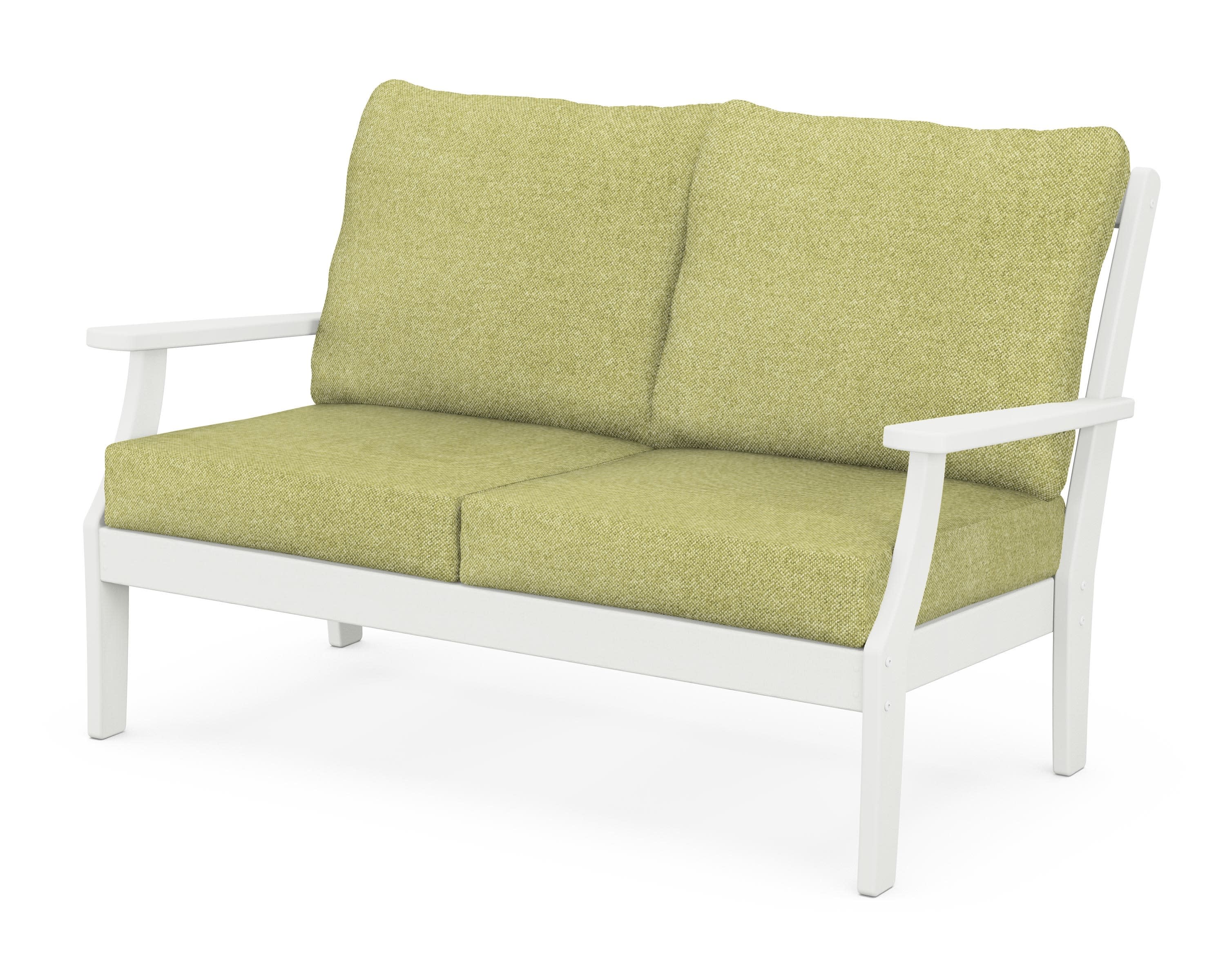 Braxton Deep Seating Loveseat in Vintage White / Chartreuse Boucle