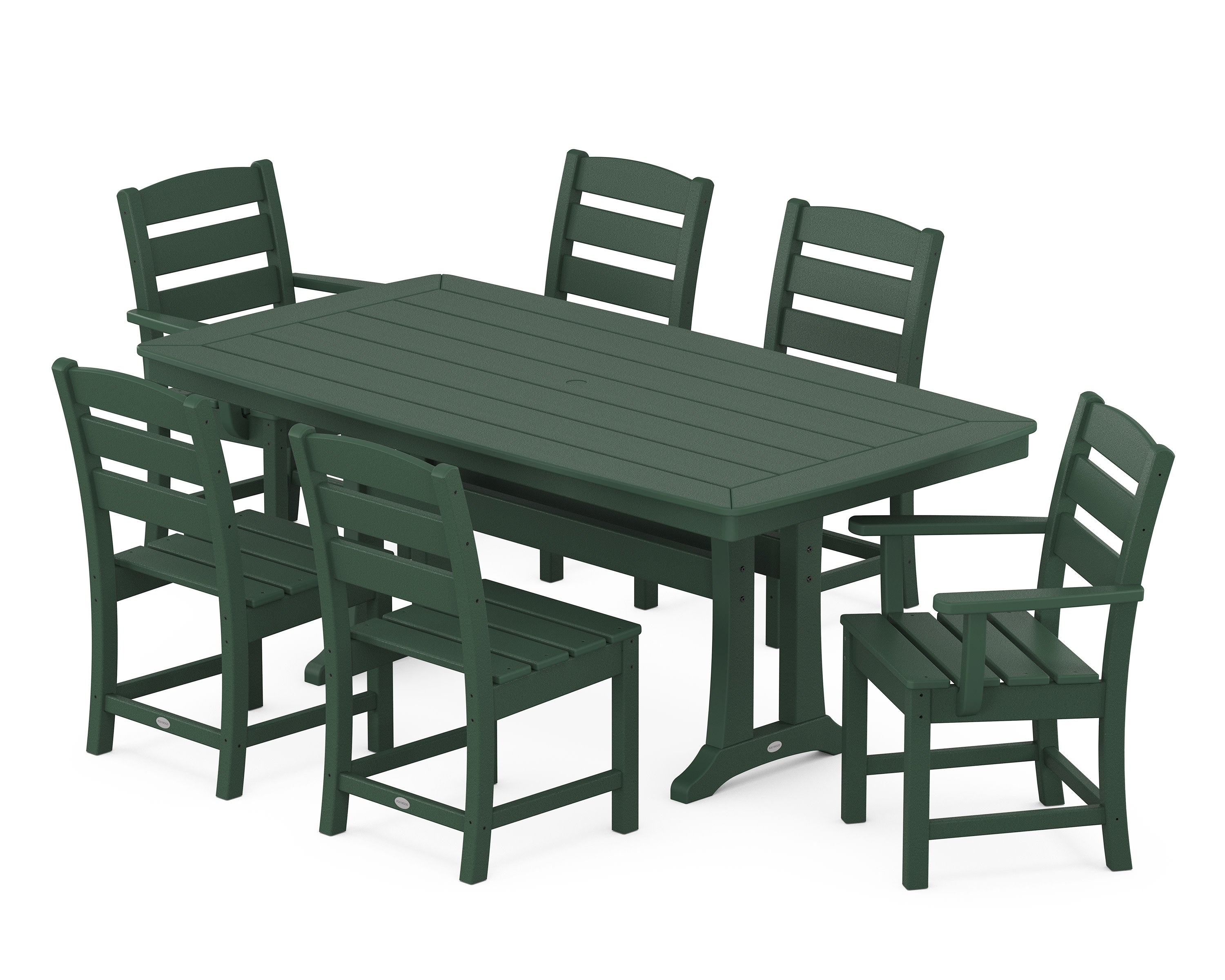 Lakeside 7-Piece Dining Set with Trestle Legs in Green