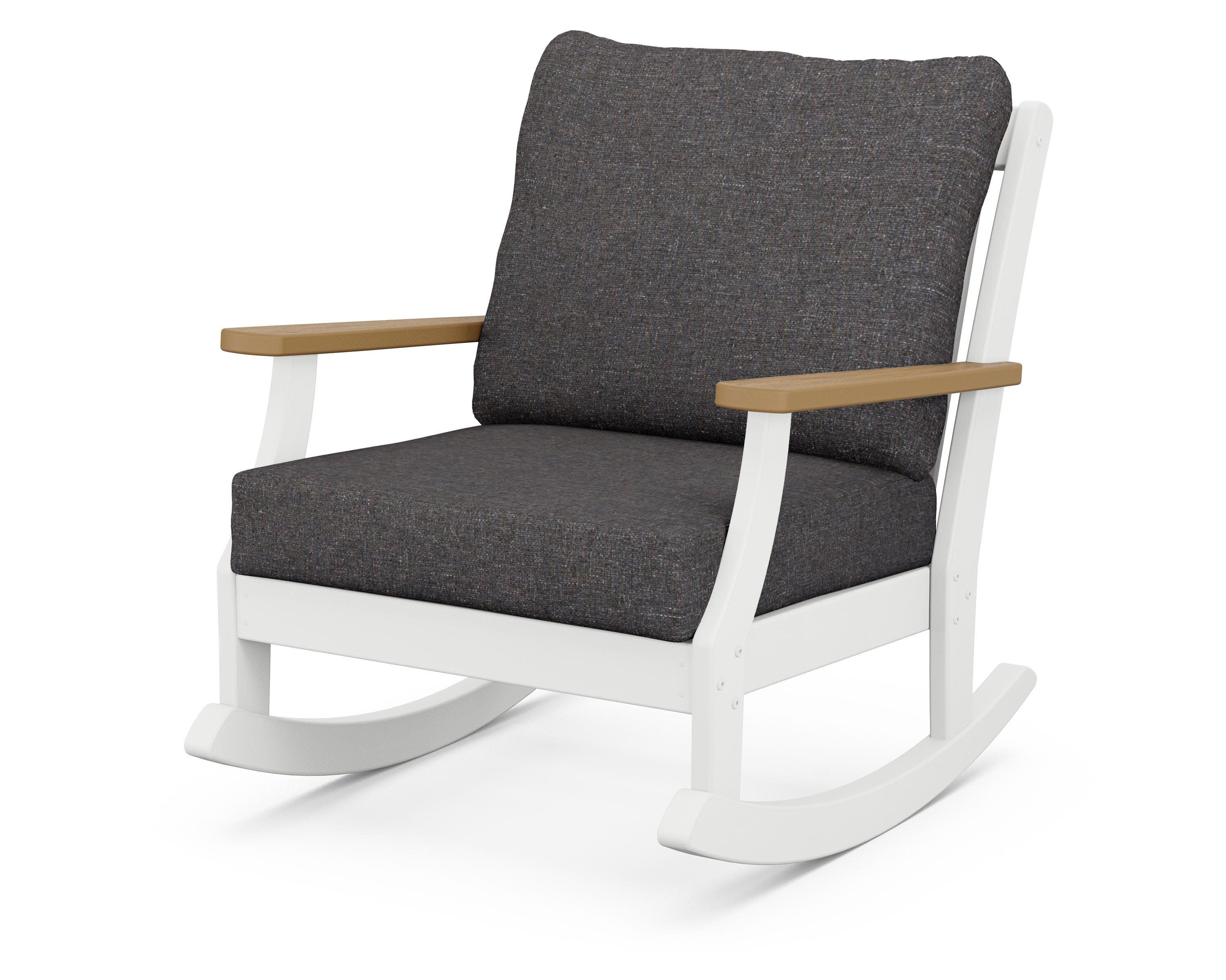 Braxton Deep Seating Rocking Chair in White / Natural / Ash Charcoal