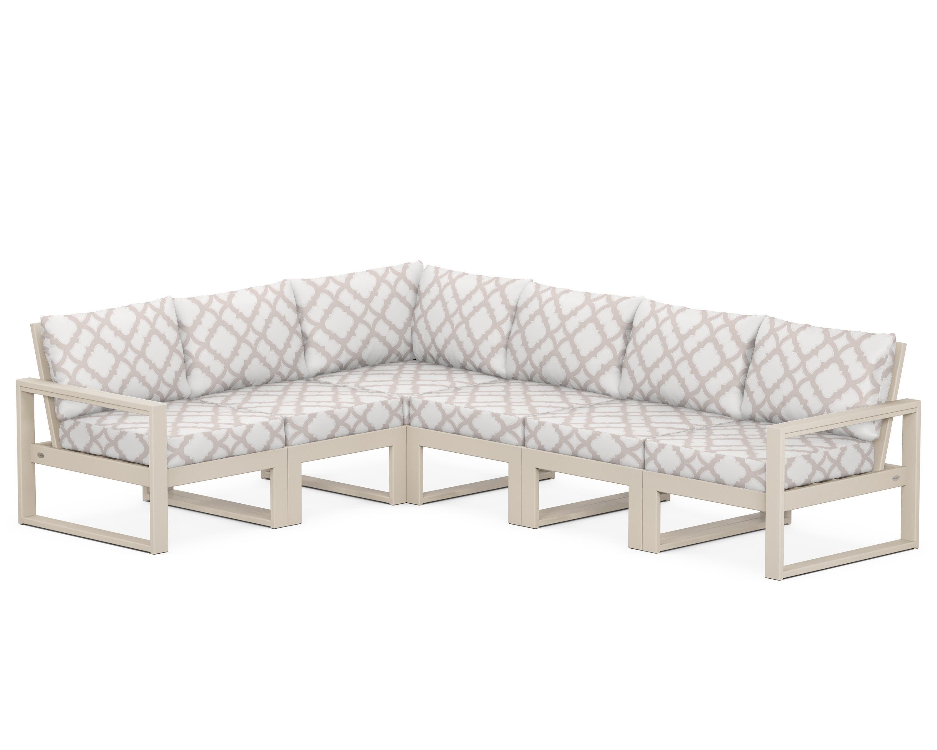 EDGE 6-Piece Modular Deep Seating Set in Sand / Trellis Dune Burlap