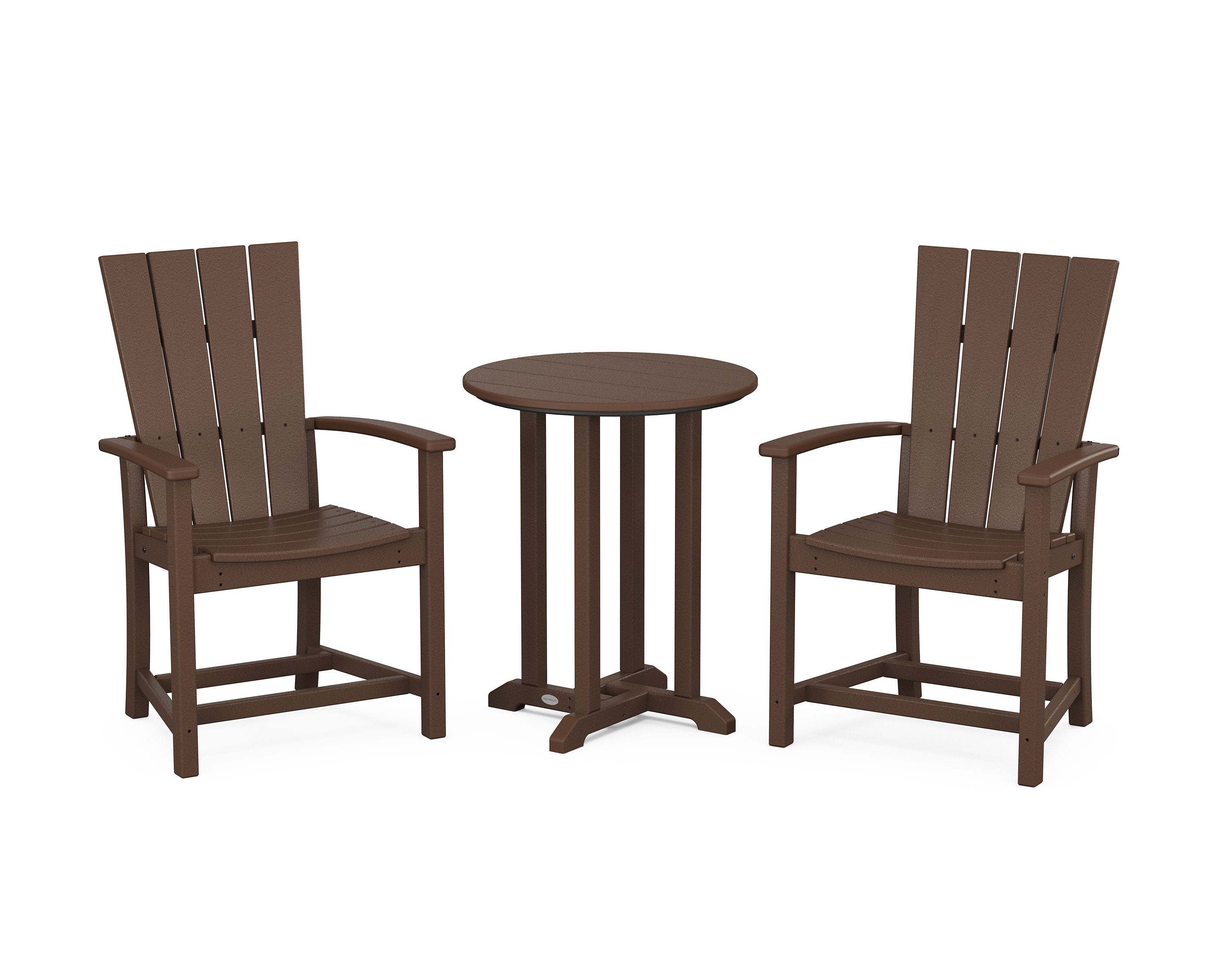 Quattro 3-Piece Round Farmhouse Bistro Dining Set in Mahogany