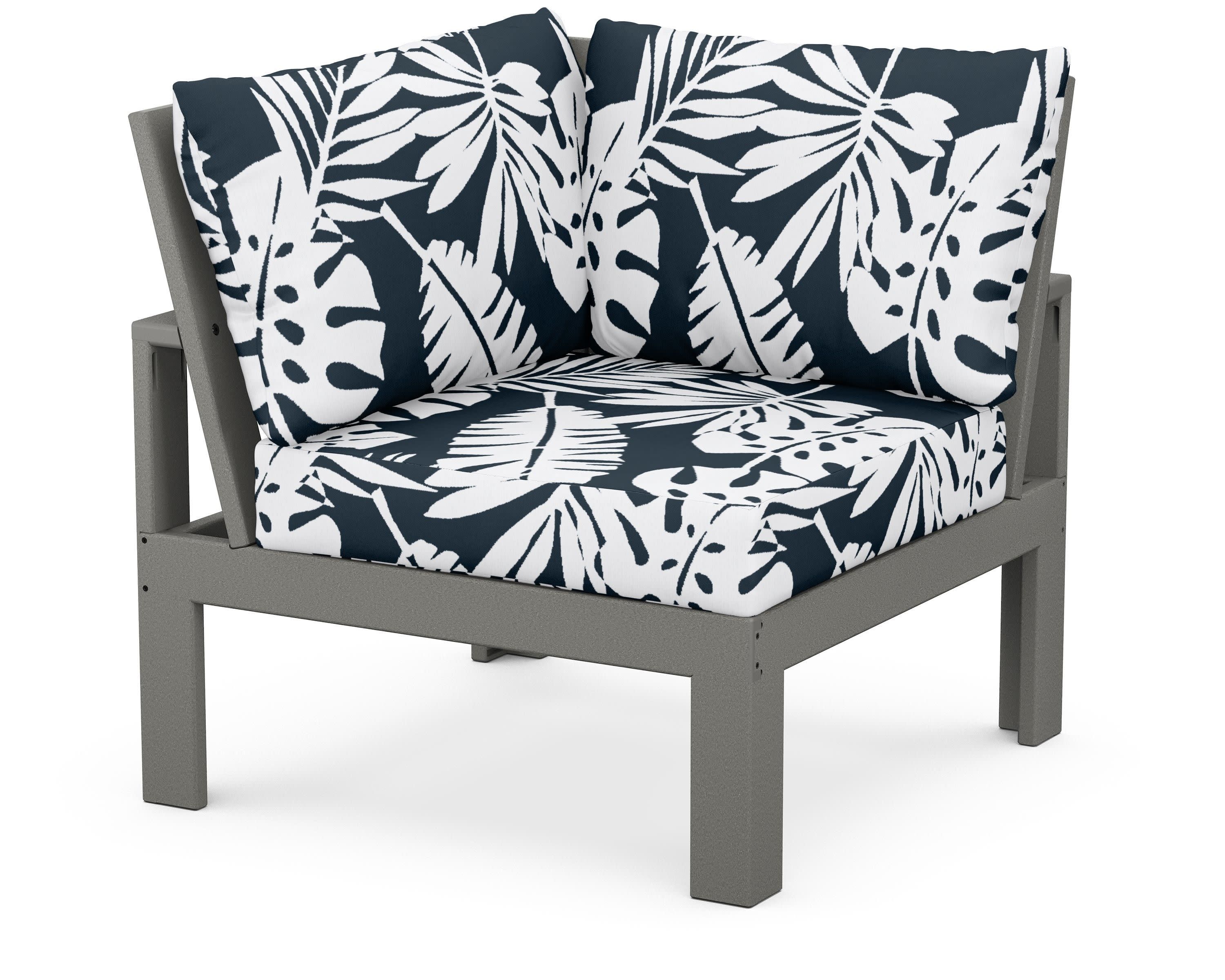 Modular Corner Chair in Slate Grey / Leaf Marine Indigo